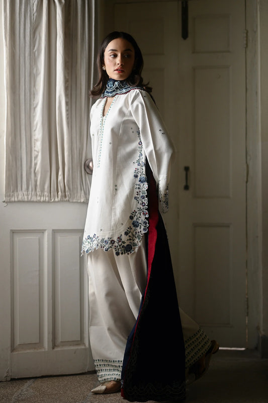 WHITE | LUXURY EMBROIDERED KARANDI | (NPA3-25442) | ZAIB