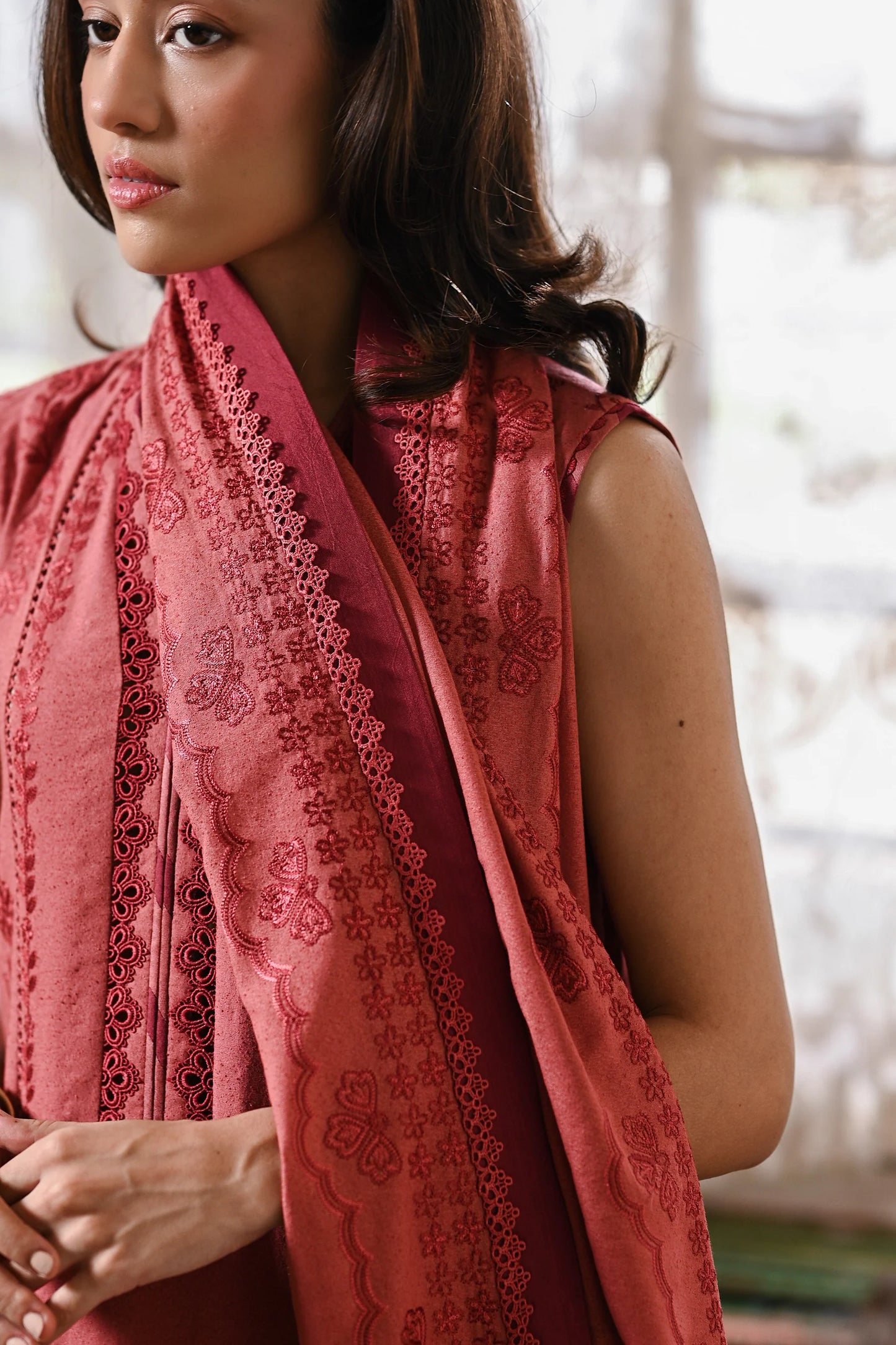 PEACHY PINK | LUXURY EMBROIDERED KARANDI | (NPA3-25447) | ZAIB