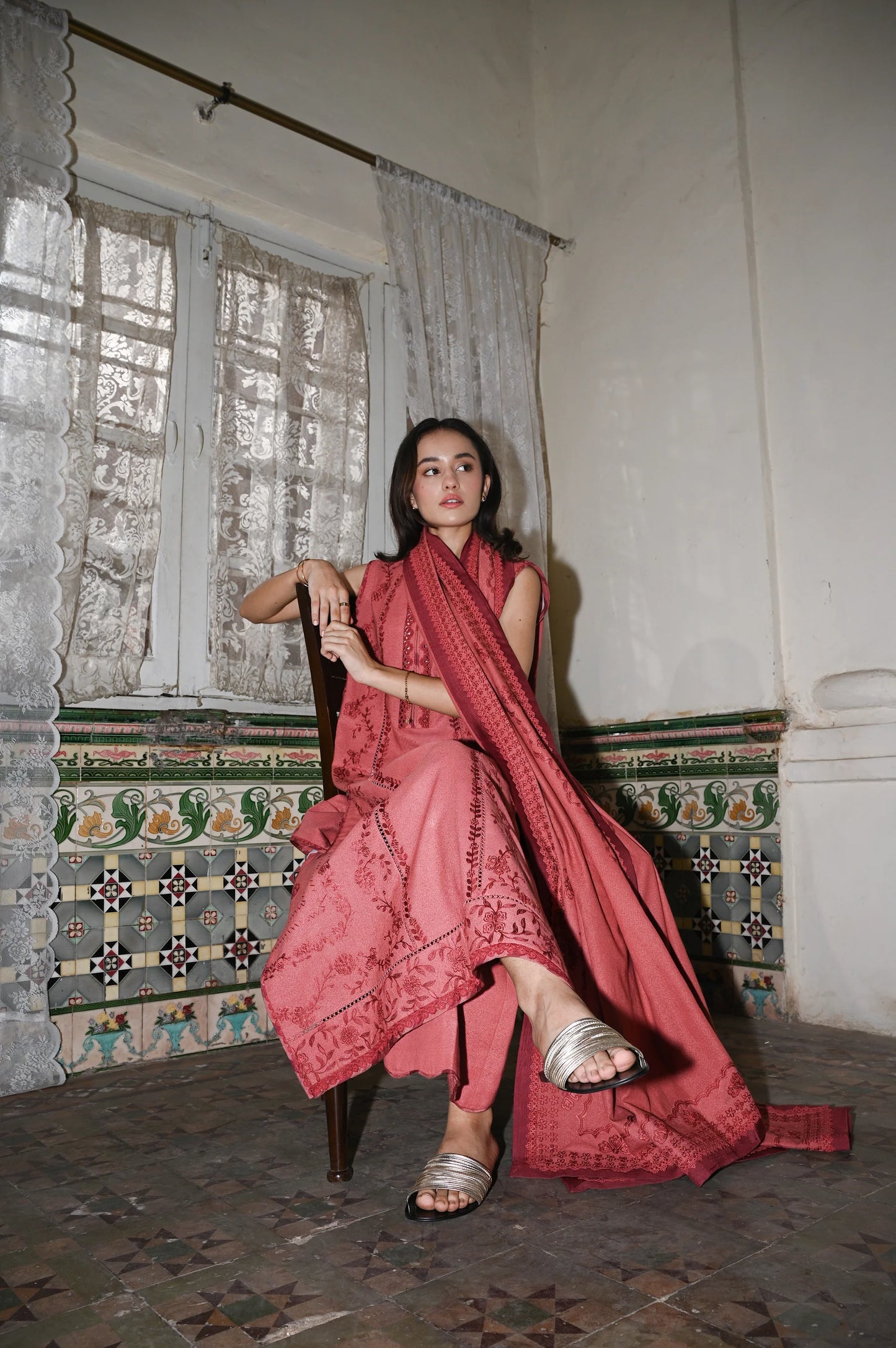 PEACHY PINK | LUXURY EMBROIDERED KARANDI | (NPA3-25447) | ZAIB