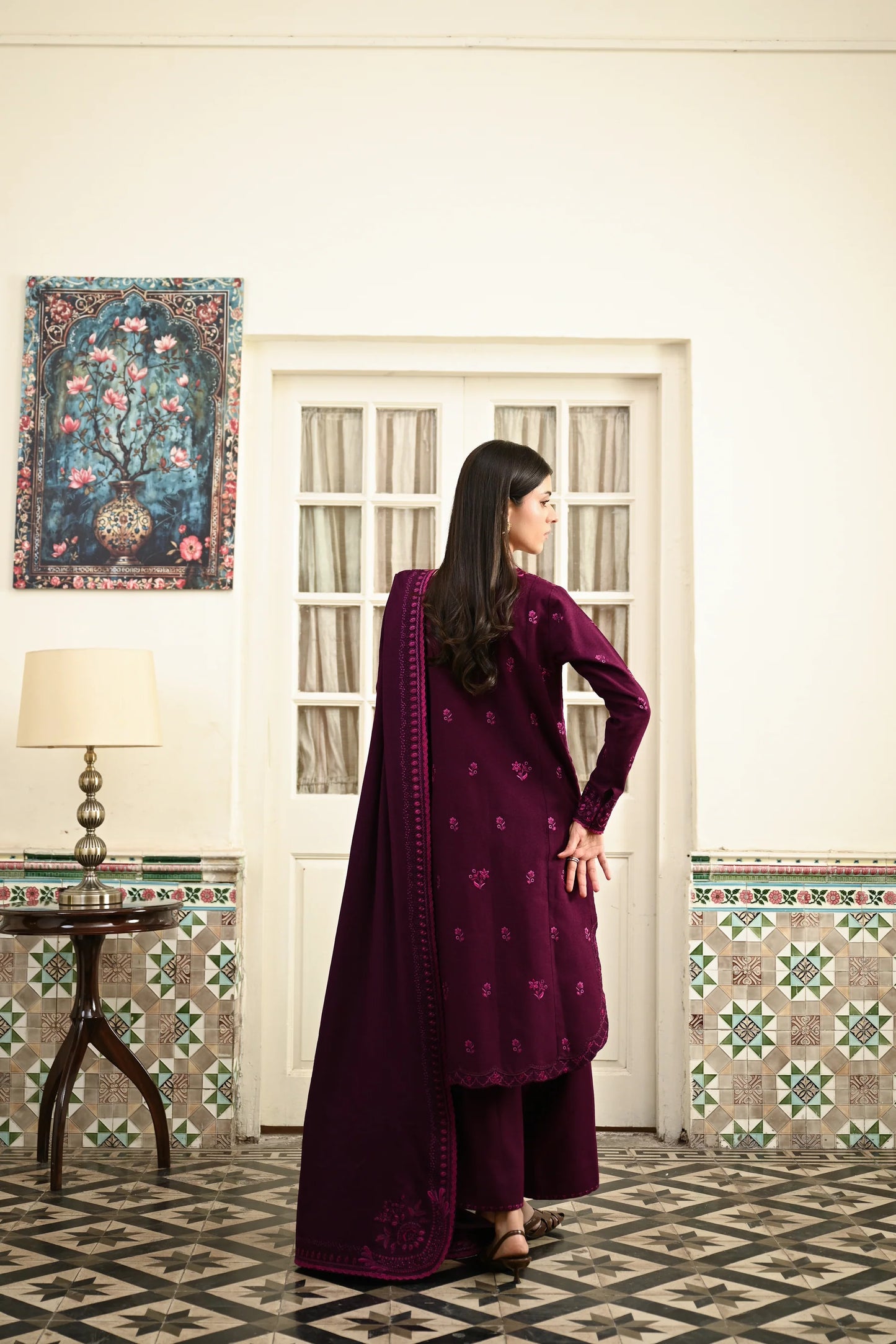 PLUM | LUXURY EMBROIDERED KARANDI | (NPA3-25448) | ZAIB