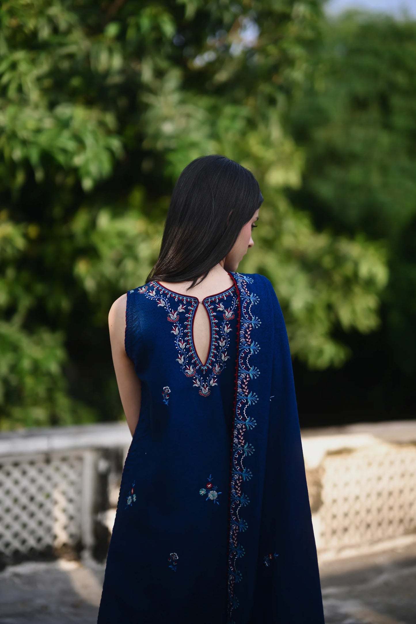 BLUE | LUXURY EMBROIDERED KARANDI | (NPA3-25455) | ZAIB