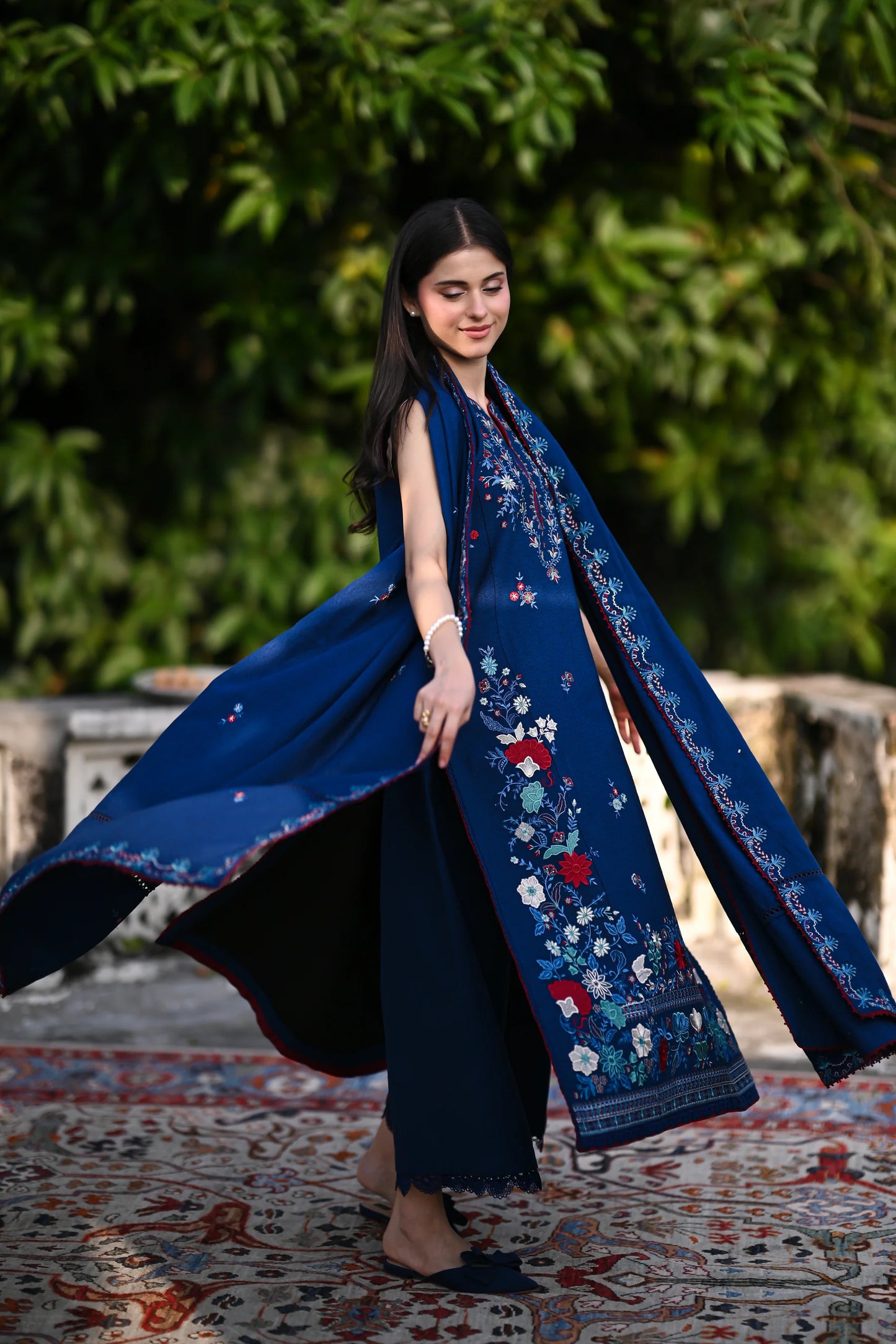 BLUE | LUXURY EMBROIDERED KARANDI | (NPA3-25455) | ZAIB