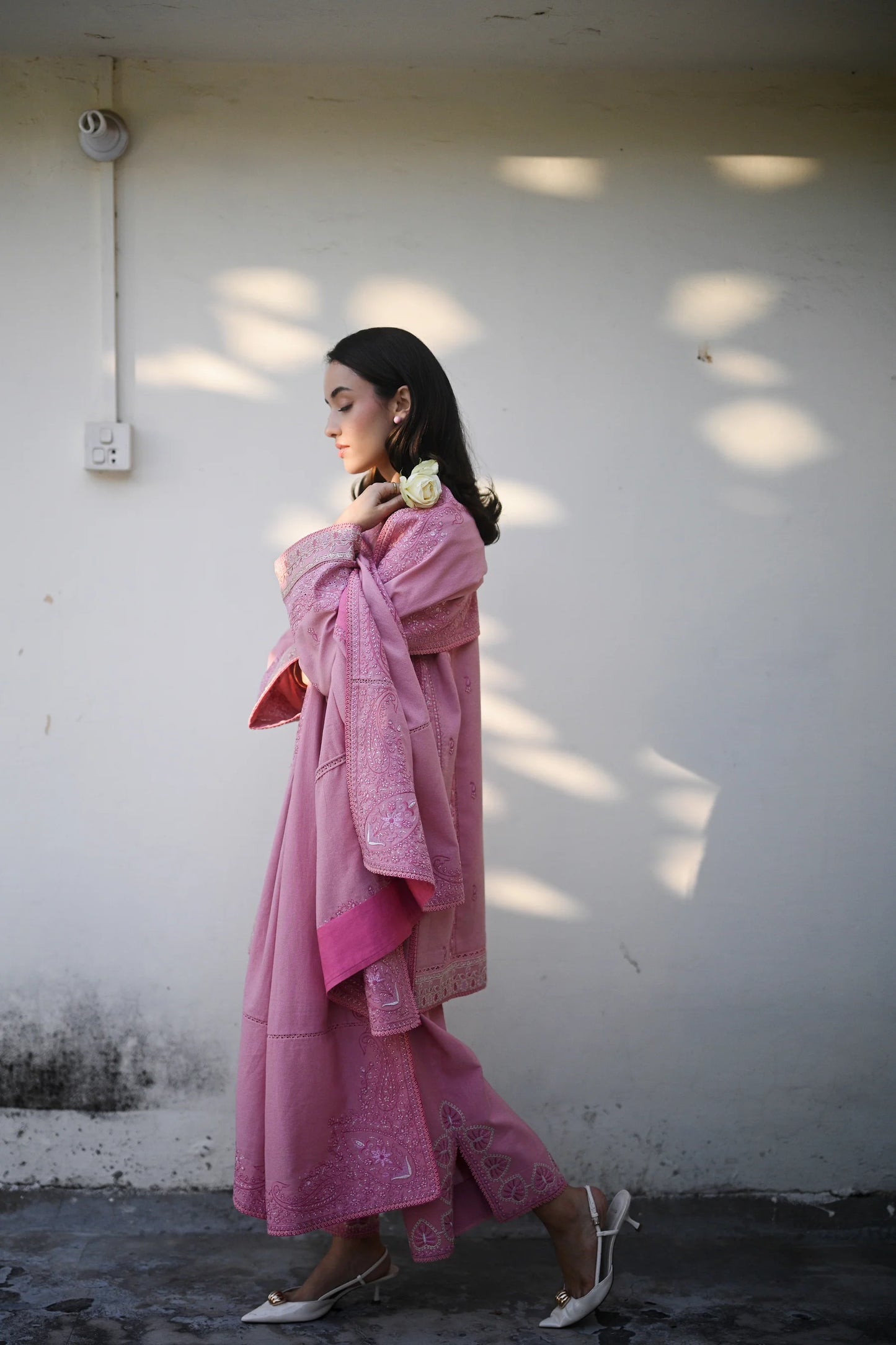 ROSE PINK | LUXURY EMBROIDERED KARANDI | (NPA3-25446) | ZAIB