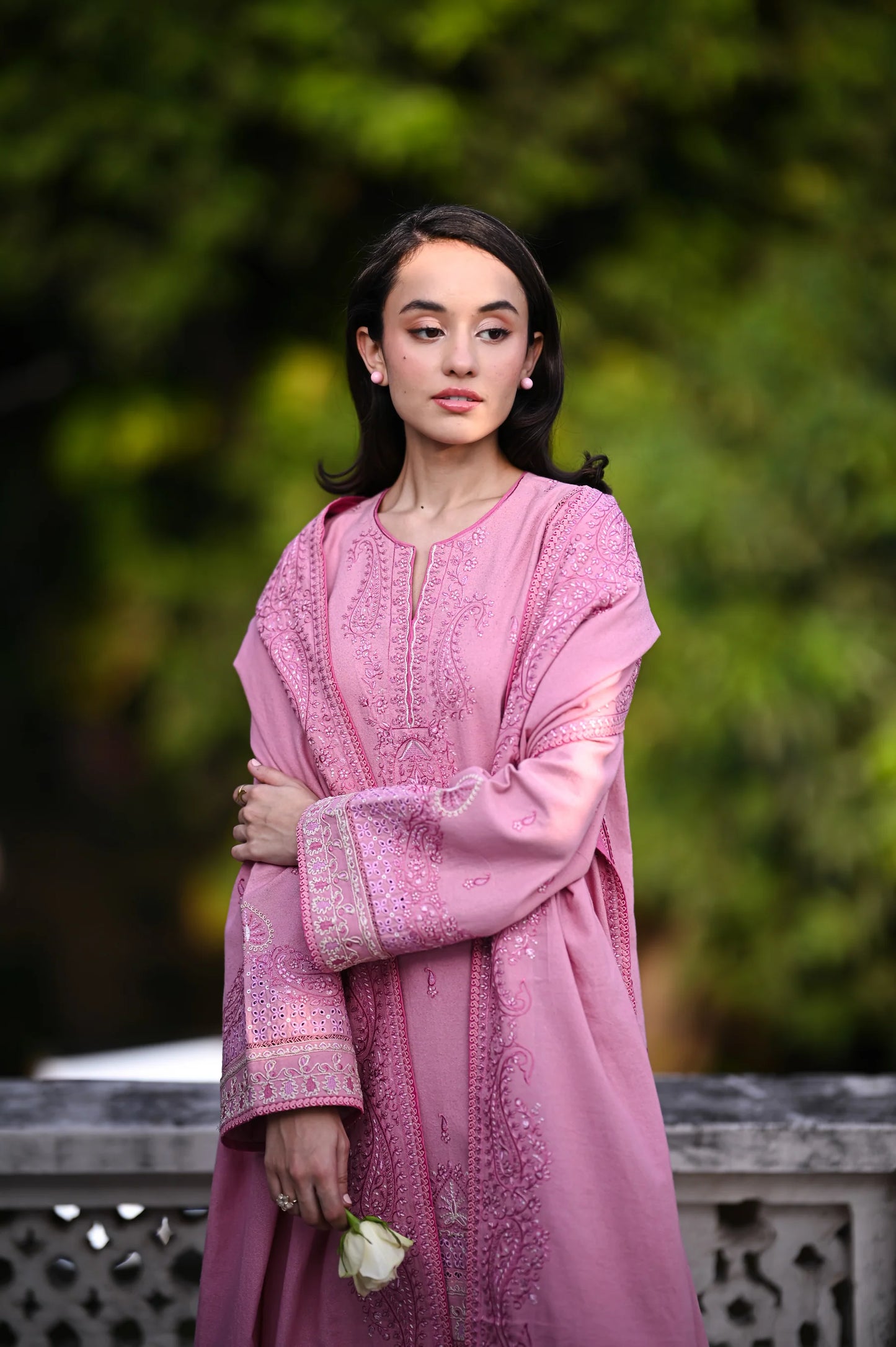 ROSE PINK | LUXURY EMBROIDERED KARANDI | (NPA3-25446) | ZAIB
