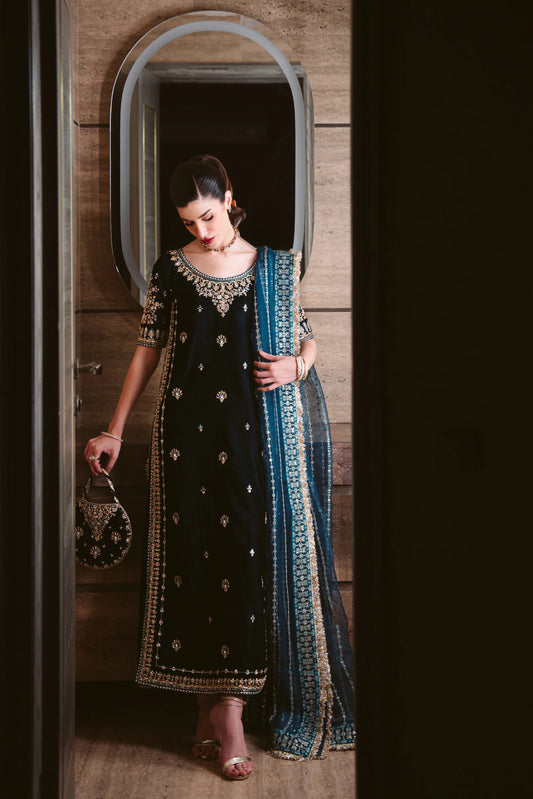 TEAL LUXURY VELVET COUTURE (NPA3-25461) | ZAIB