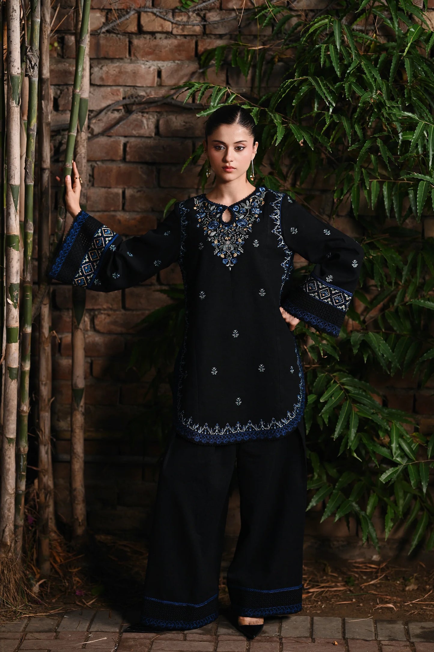 MIDNIGHT PETAL LUXURY EMBROIDERED KARANDI (NPA2-25314) | ZAIB