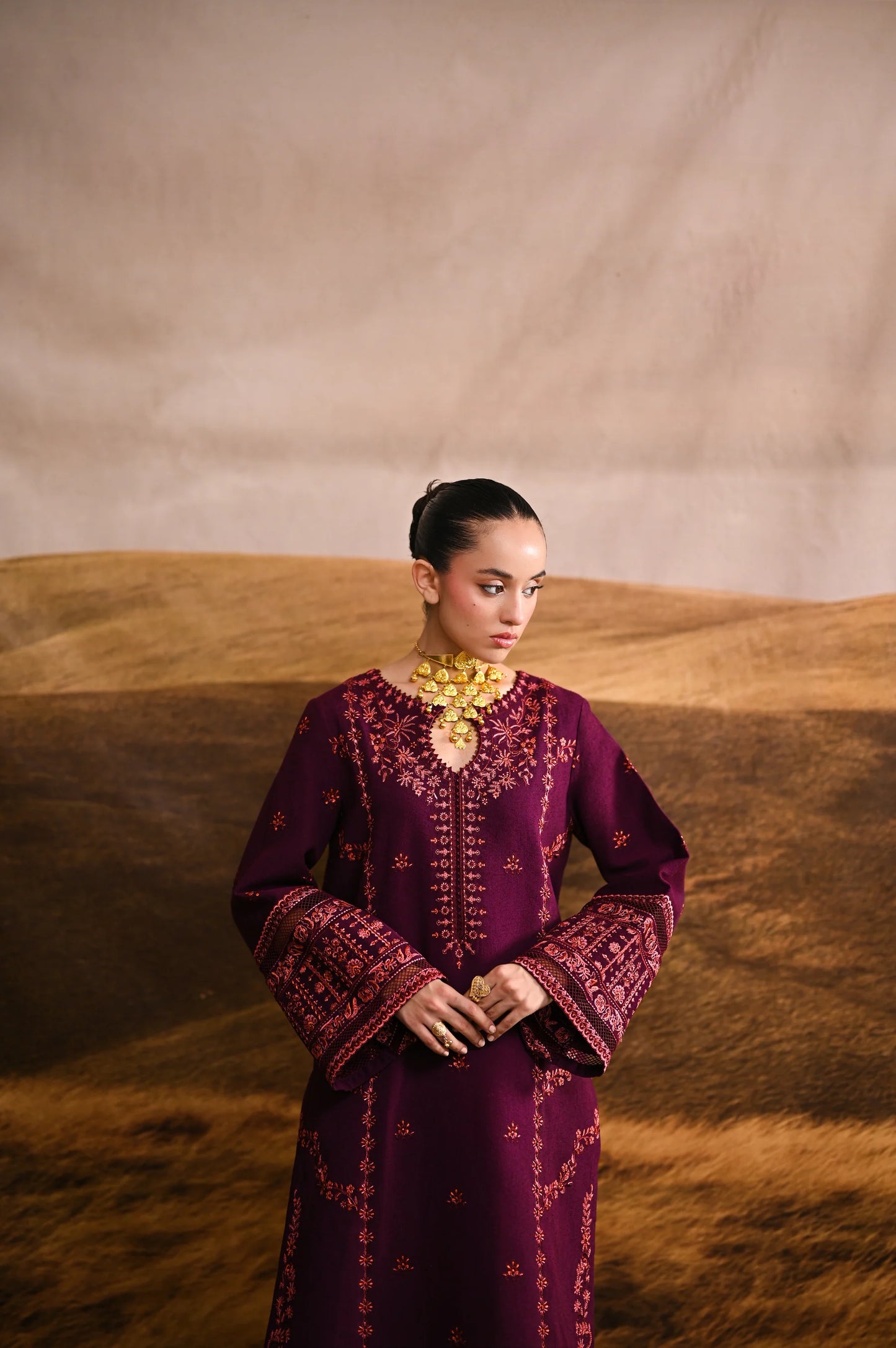 DEEP PLUM LUXURY EMBROIDERED KARANDI (NPA2-25318) | ZAIB