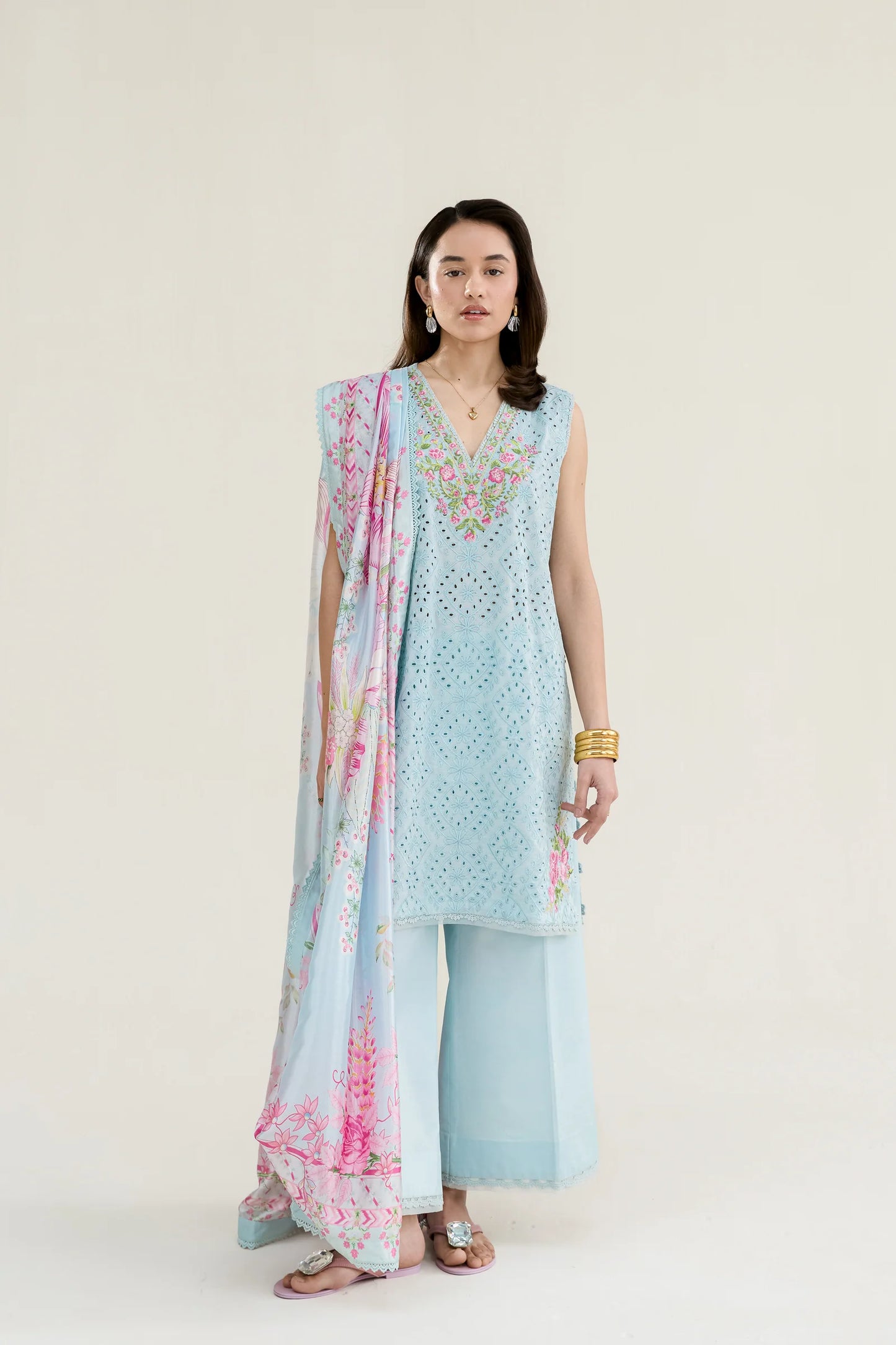 ICE BLUE LUXURY EMBROIDERED LAWN 3PCS SET (NPA3-26404) | RAMADAN EDIT '26 | ZAIB