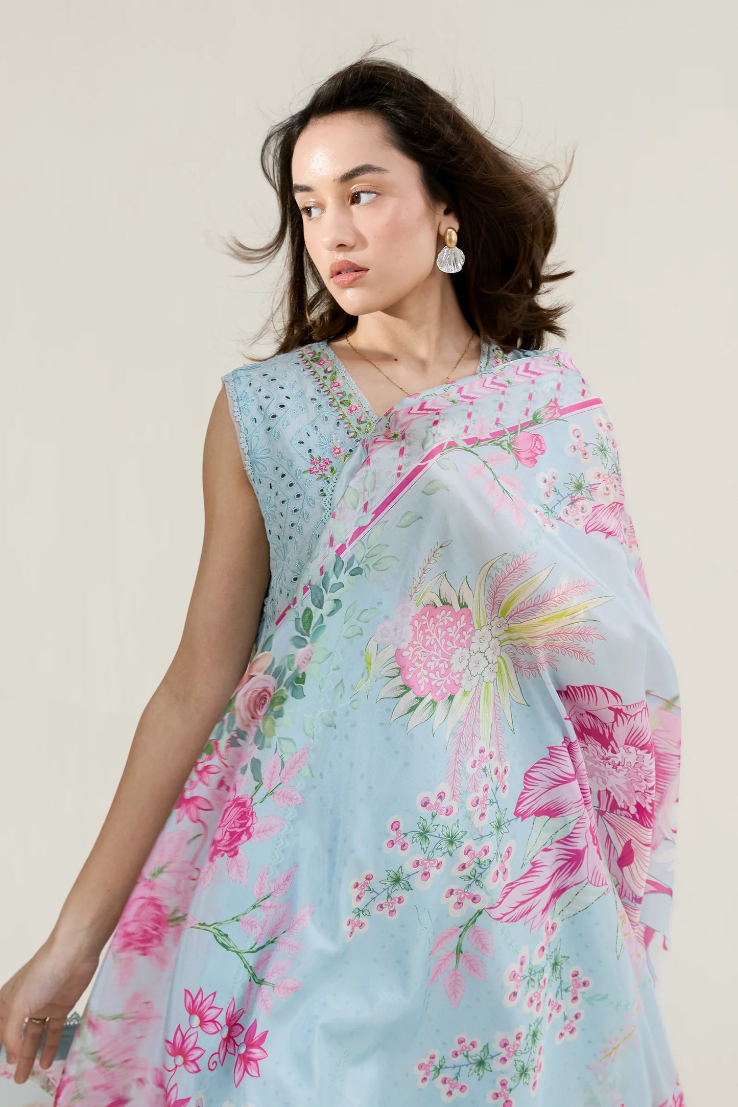 ICE BLUE LUXURY EMBROIDERED LAWN 3PCS SET (NPA3-26404) | RAMADAN EDIT '26 | ZAIB