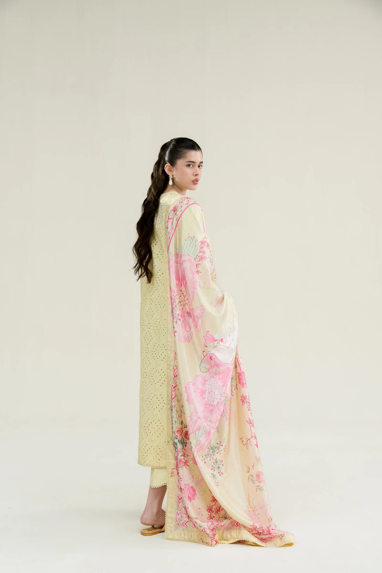 BUTTER YELLOW LUXURY EMBROIDERED LAWN 3PCS SET (NPA3-26403) | RAMADAN EDIT '26 | ZAIB