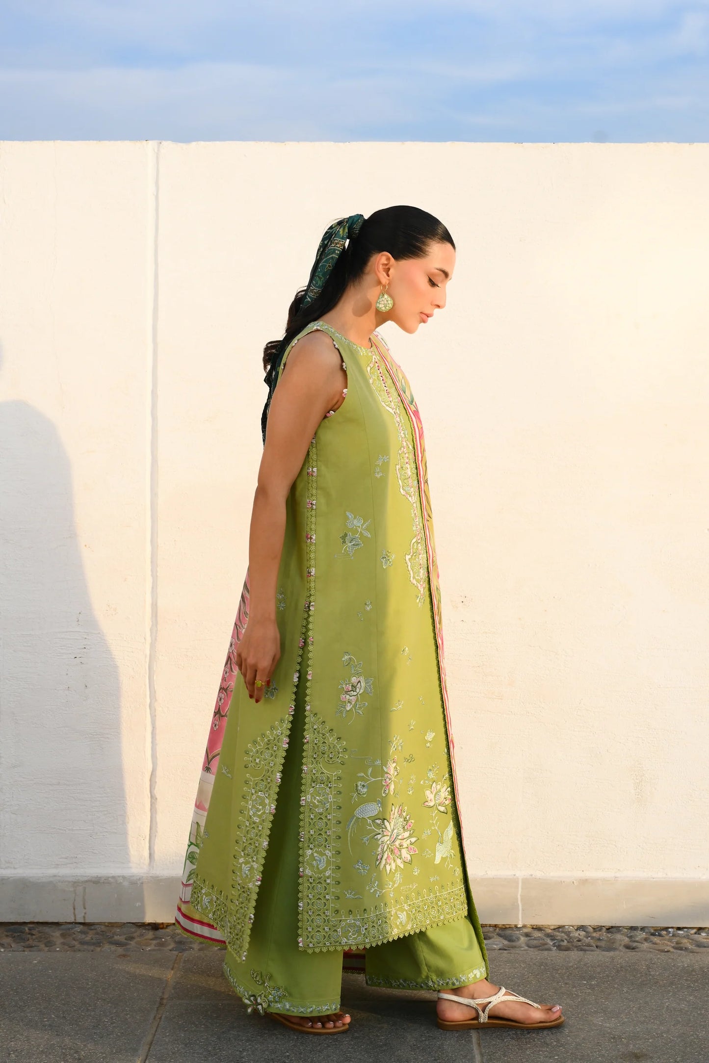 KIWI GREEN LUXURY EMBROIDERED LUXURY LAWN SET (NEL-26608) | LUXURY LAWN X EID '26 | ZAIB