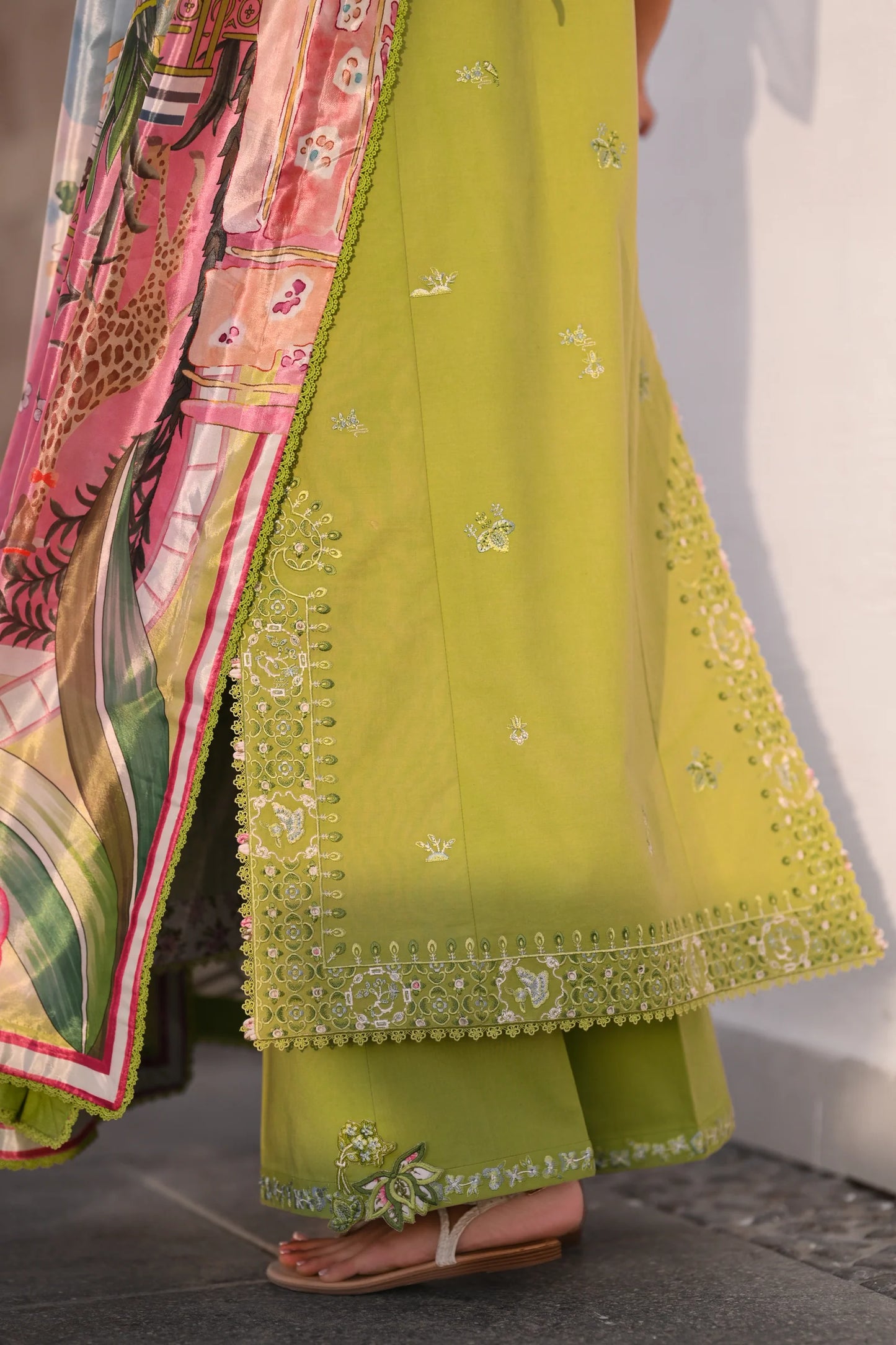 KIWI GREEN LUXURY EMBROIDERED LUXURY LAWN SET (NEL-26608) | LUXURY LAWN X EID '26 | ZAIB