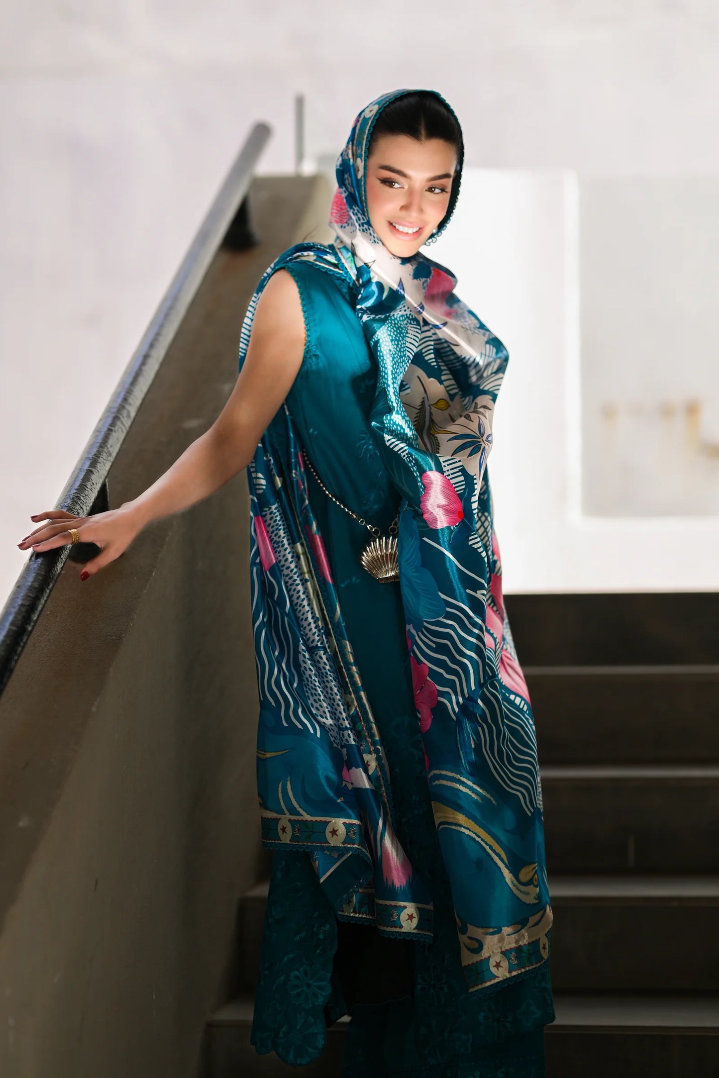 DEEP TURQUOISE LUXURY EMBROIDERED LAWN (NEL-26609) | LUXURY LAWN X EID '26 | ZAIB