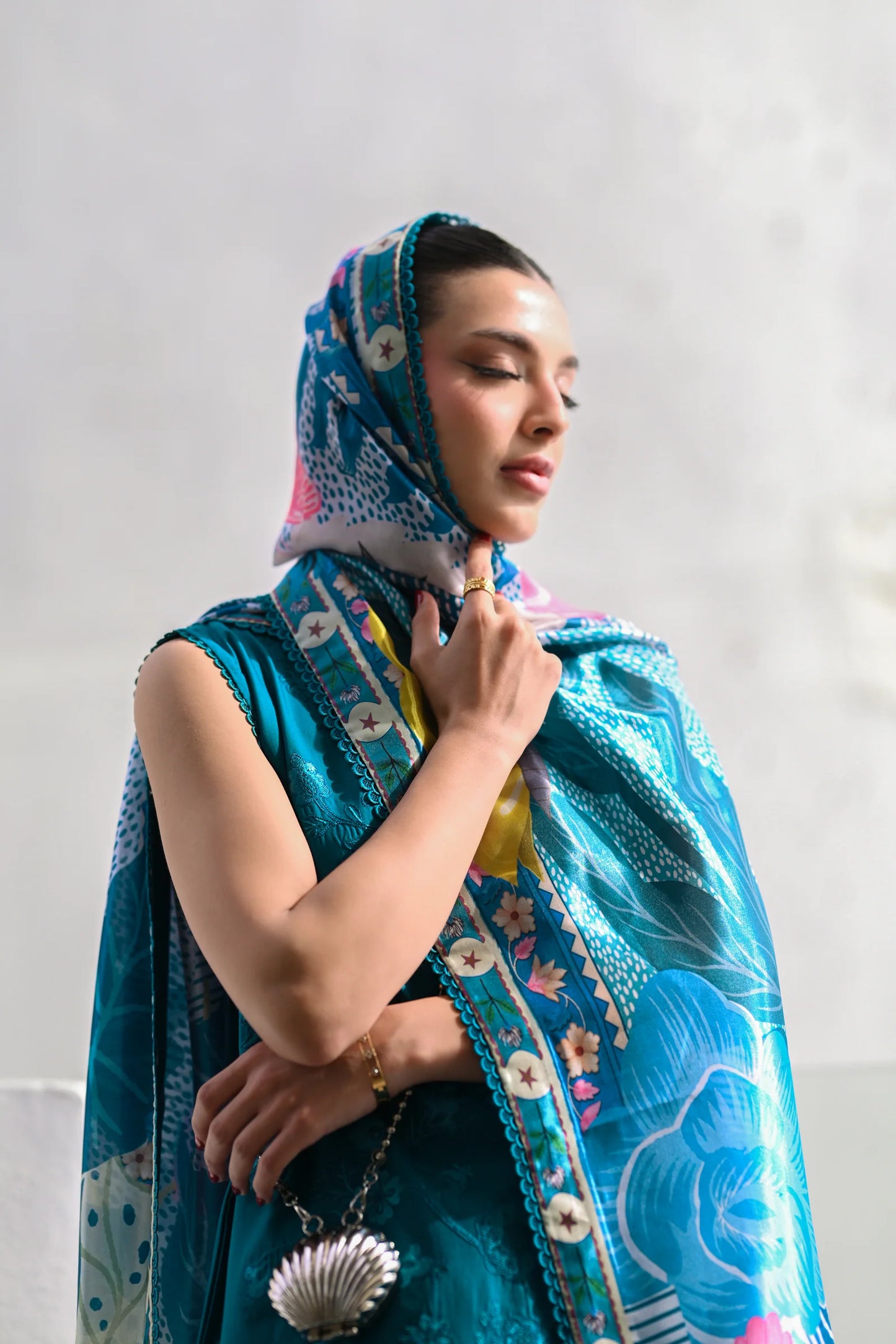 DEEP TURQUOISE LUXURY EMBROIDERED LAWN (NEL-26609) | LUXURY LAWN X EID '26 | ZAIB