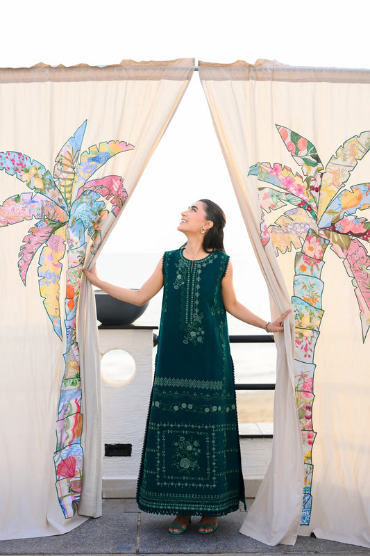 EMERALD GREEN LUXURY EMBROIDERED LAWN (NEL-26603) | LUXURY LAWN X EID '26 | ZAIB