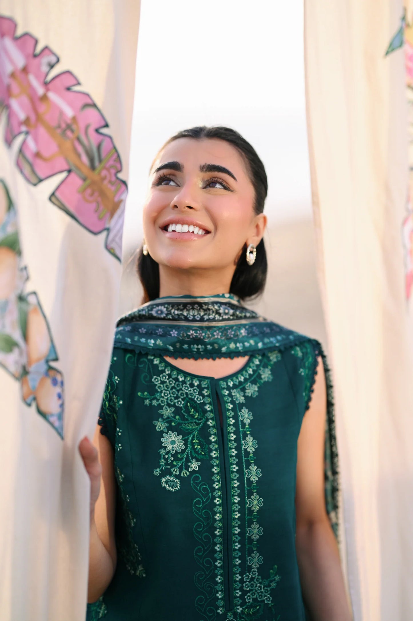 EMERALD GREEN LUXURY EMBROIDERED LAWN (NEL-26603) | LUXURY LAWN X EID '26 | ZAIB