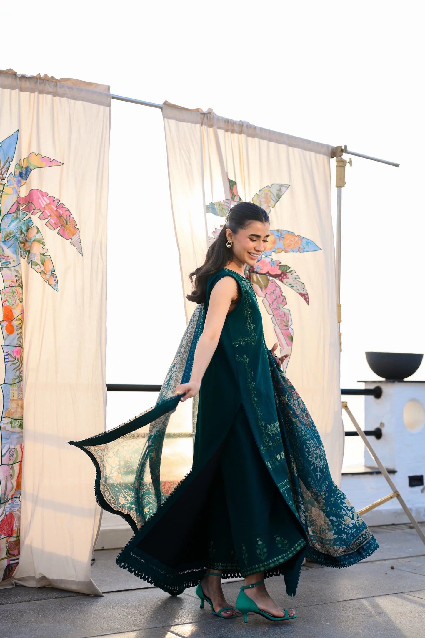 EMERALD GREEN LUXURY EMBROIDERED LAWN (NEL-26603) | LUXURY LAWN X EID '26 | ZAIB