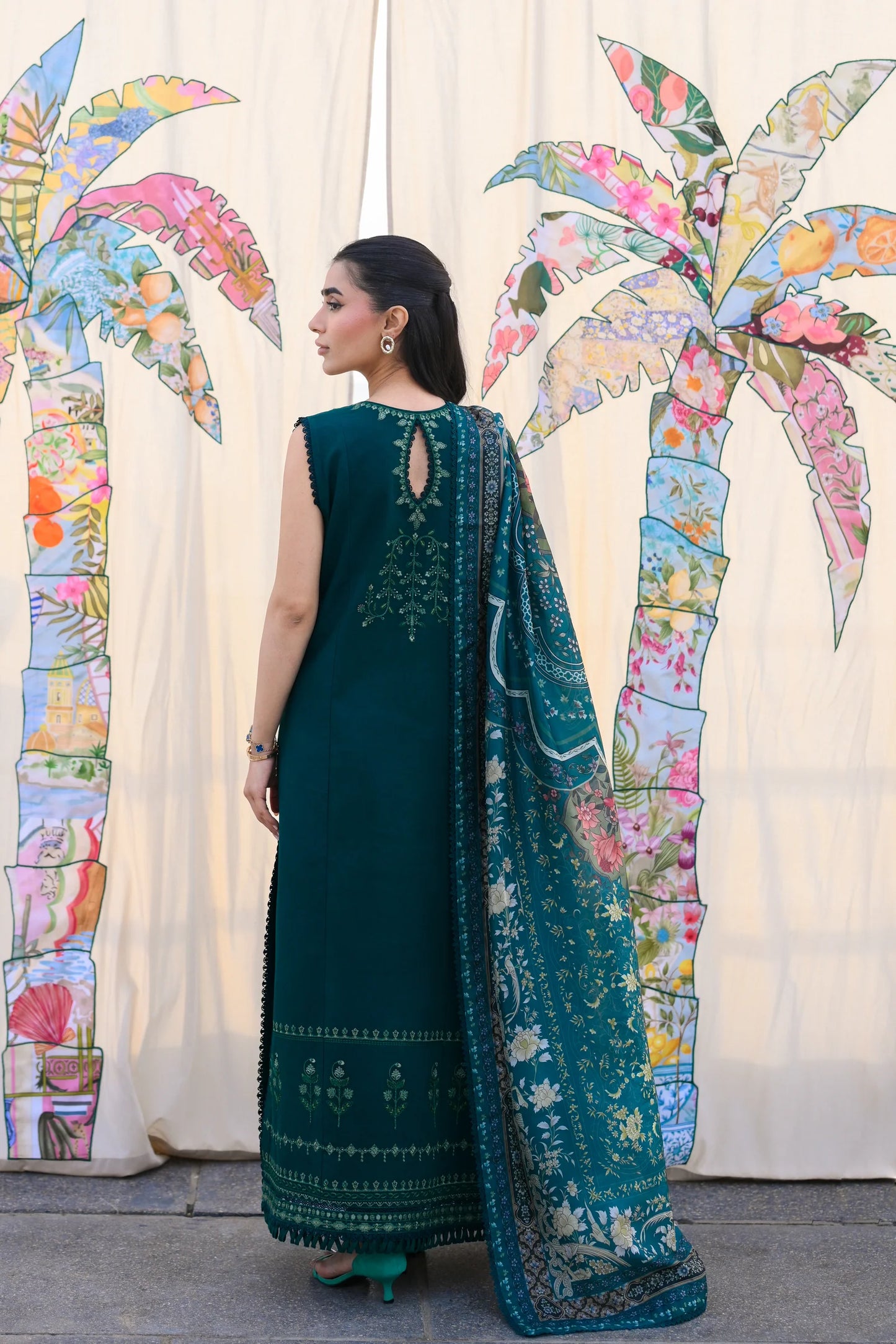 EMERALD GREEN LUXURY EMBROIDERED LAWN (NEL-26603) | LUXURY LAWN X EID '26 | ZAIB