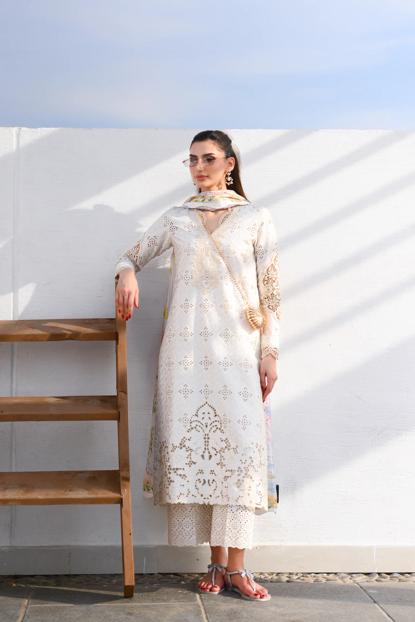 IVORY LUXURY EMBROIDERED LAWN SET (NEL-26604) | LUXURY LAWN X EID '26 | ZAIB