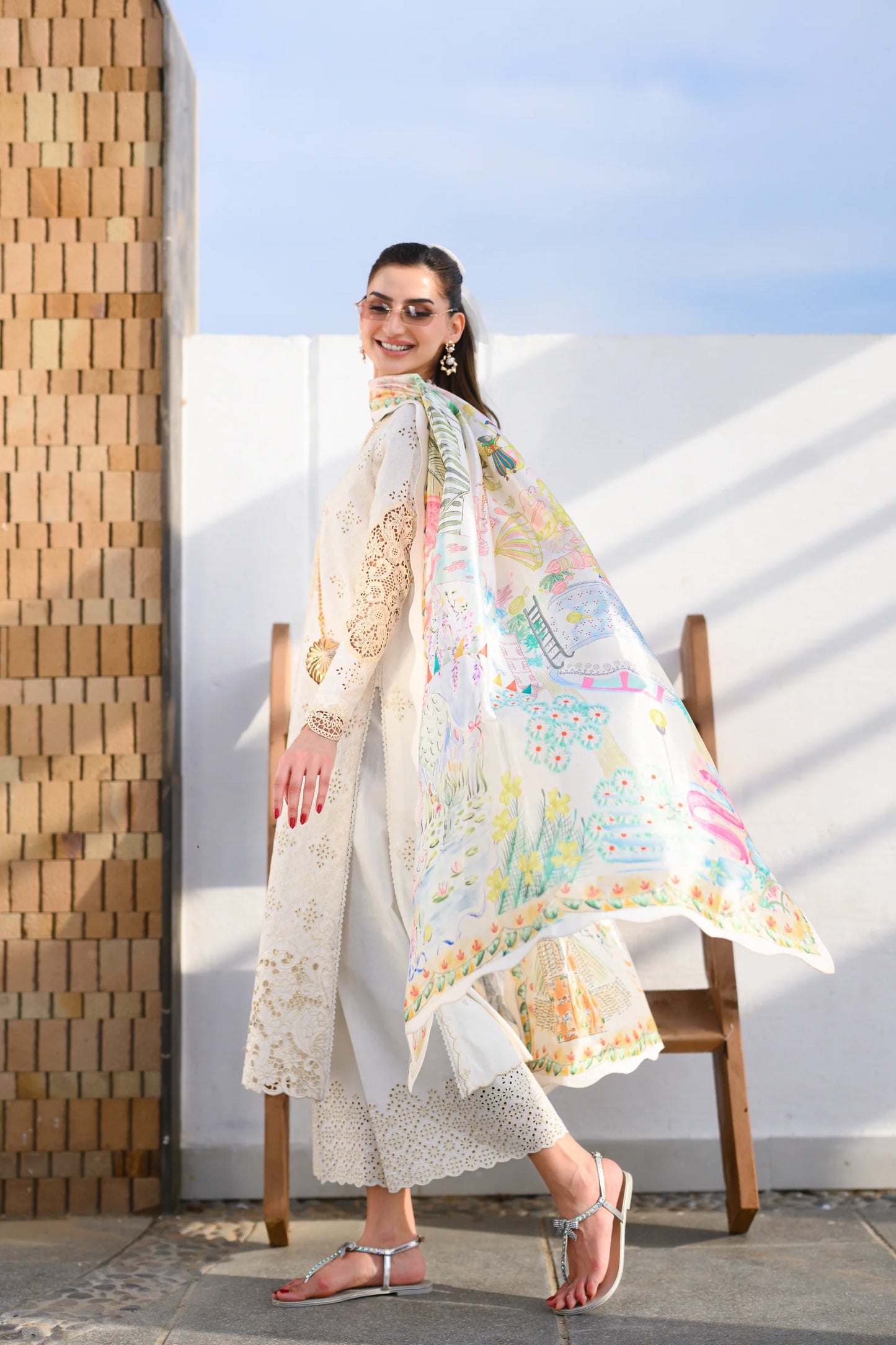 IVORY LUXURY EMBROIDERED LAWN SET (NEL-26604) | LUXURY LAWN X EID '26 | ZAIB