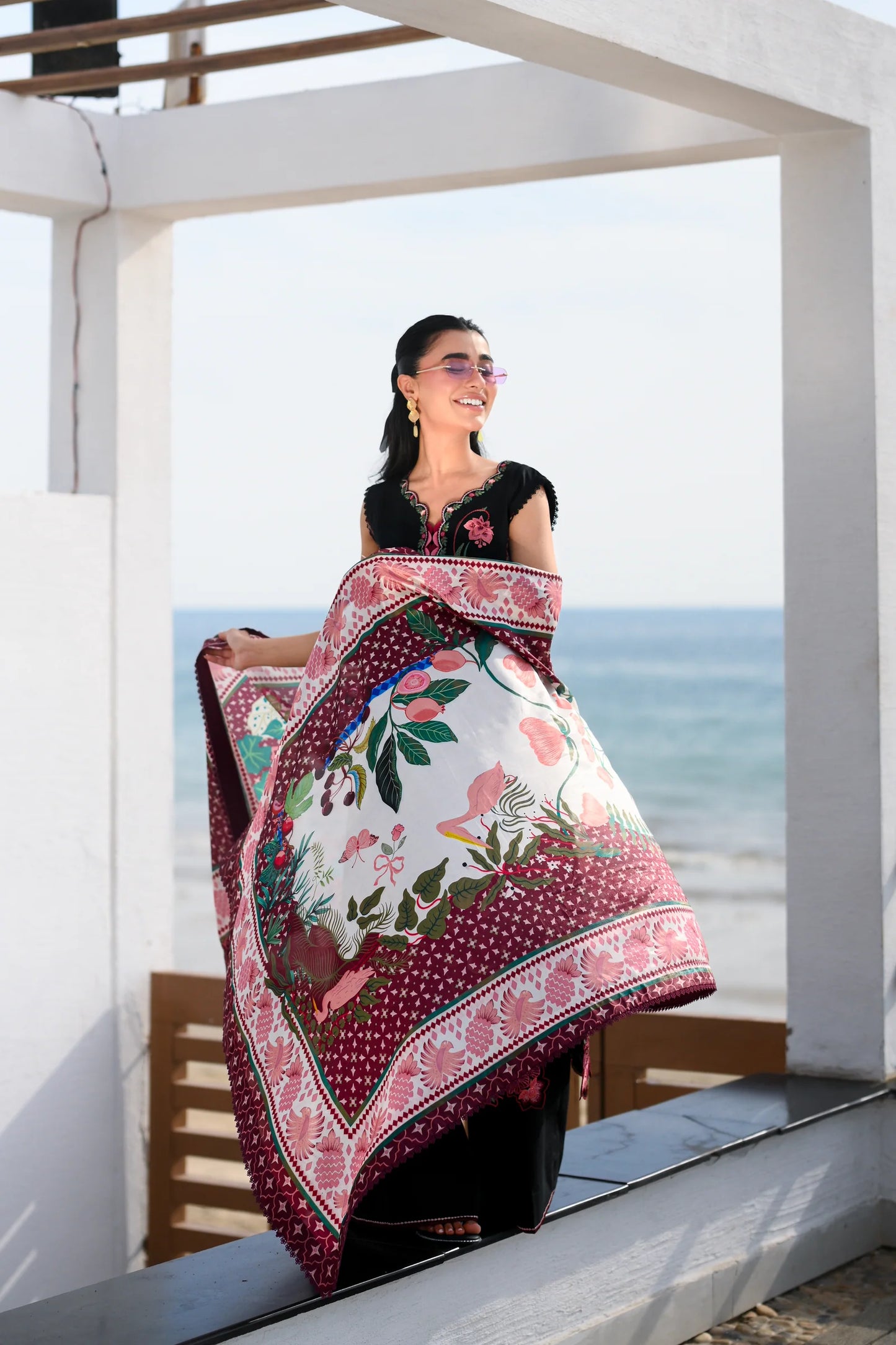 BLACK LUXURY EMBROIDERED LAWN 3PCS SET (NEL-26611) | LUXURY LAWN X EID '26 | ZAIB