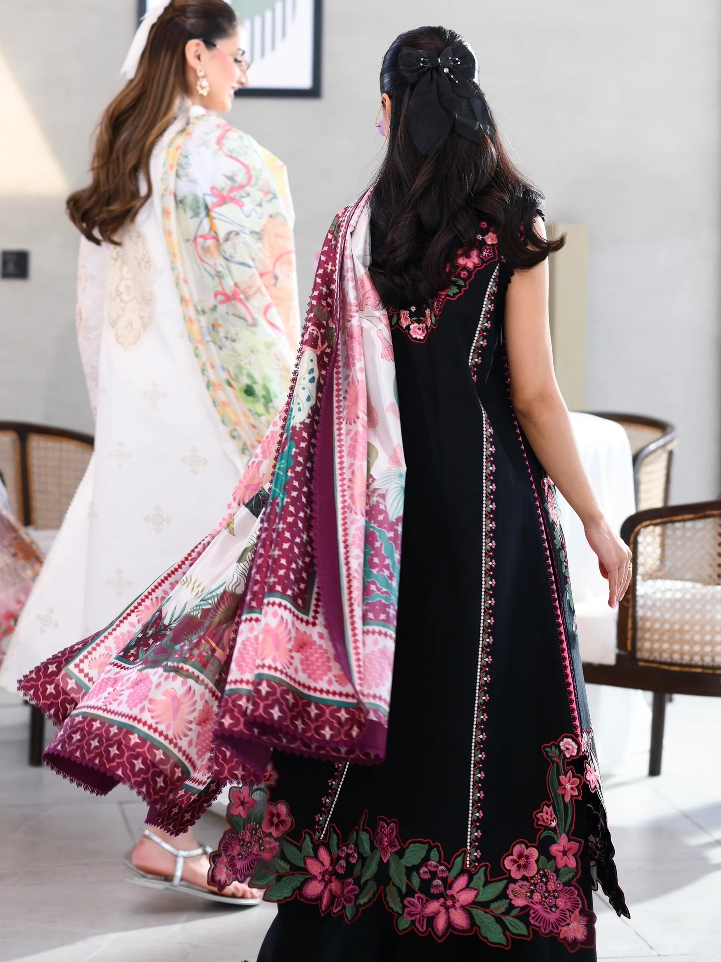 BLACK LUXURY EMBROIDERED LAWN 3PCS SET (NEL-26611) | LUXURY LAWN X EID '26 | ZAIB