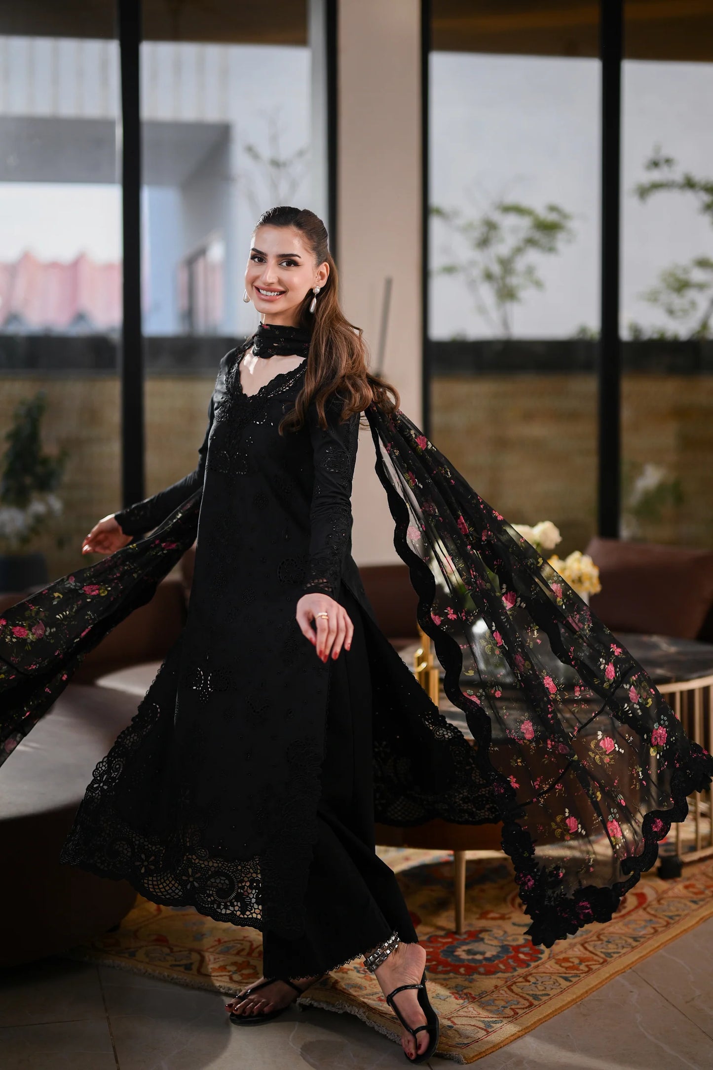 BLACK LUXURY EMBROIDERED LAWN (NEL-26602) | LUXURY LAWN X EID '26 | ZAIB