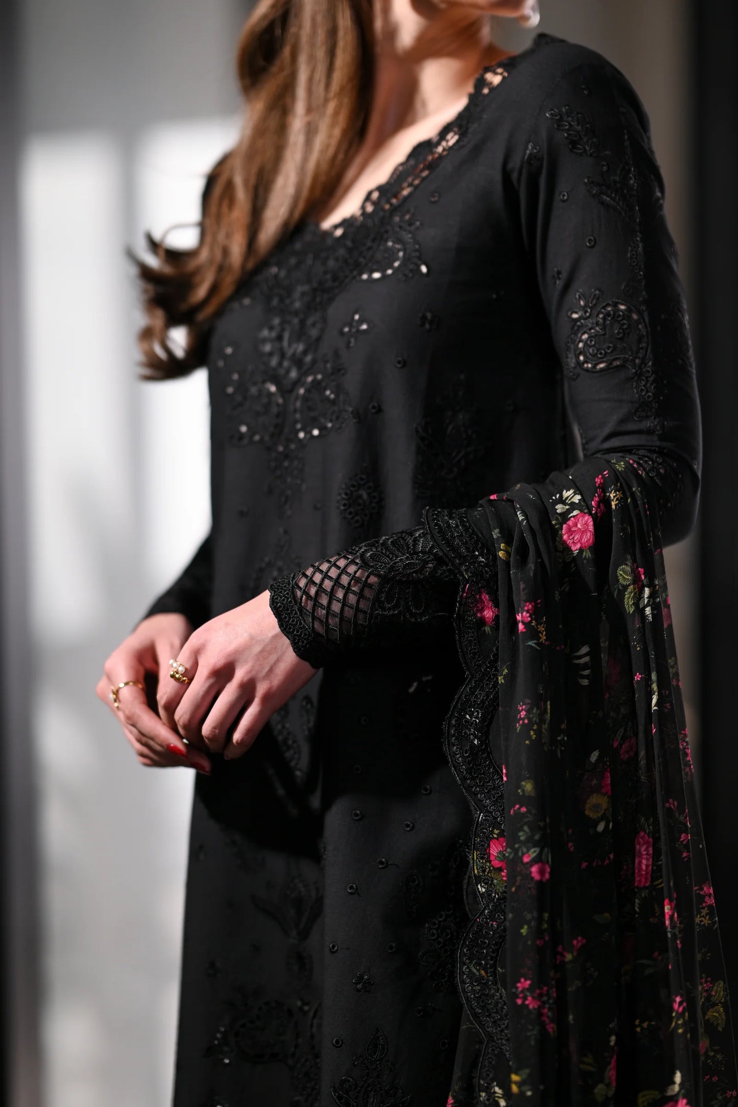 BLACK LUXURY EMBROIDERED LAWN (NEL-26602) | LUXURY LAWN X EID '26 | ZAIB