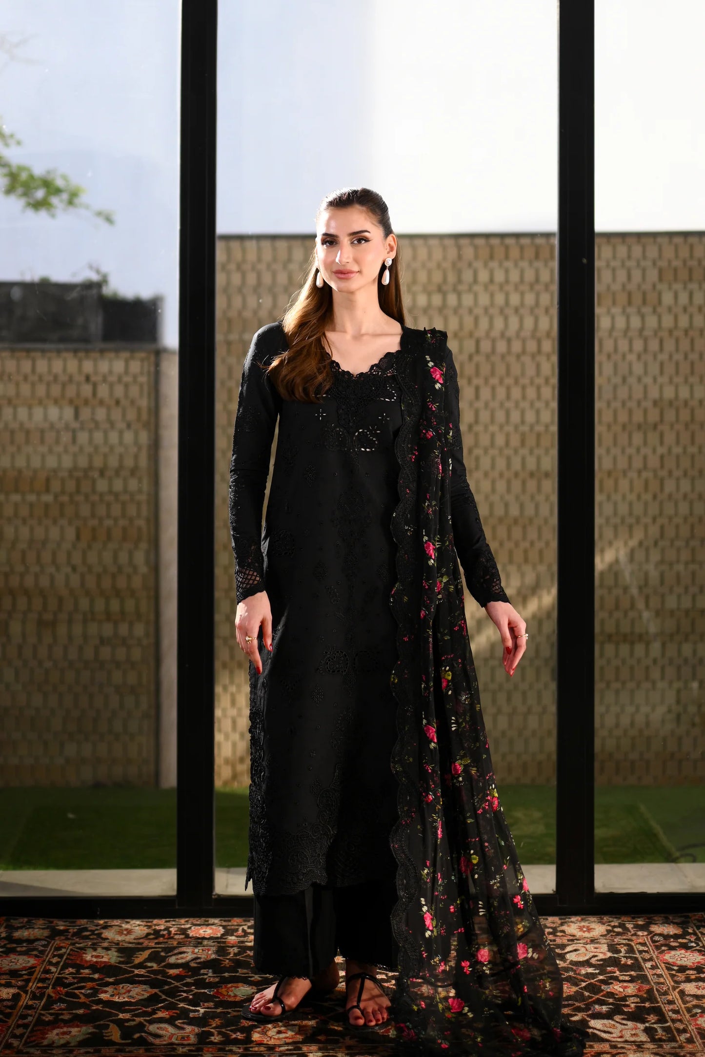 BLACK LUXURY EMBROIDERED LAWN (NEL-26602) | LUXURY LAWN X EID '26 | ZAIB