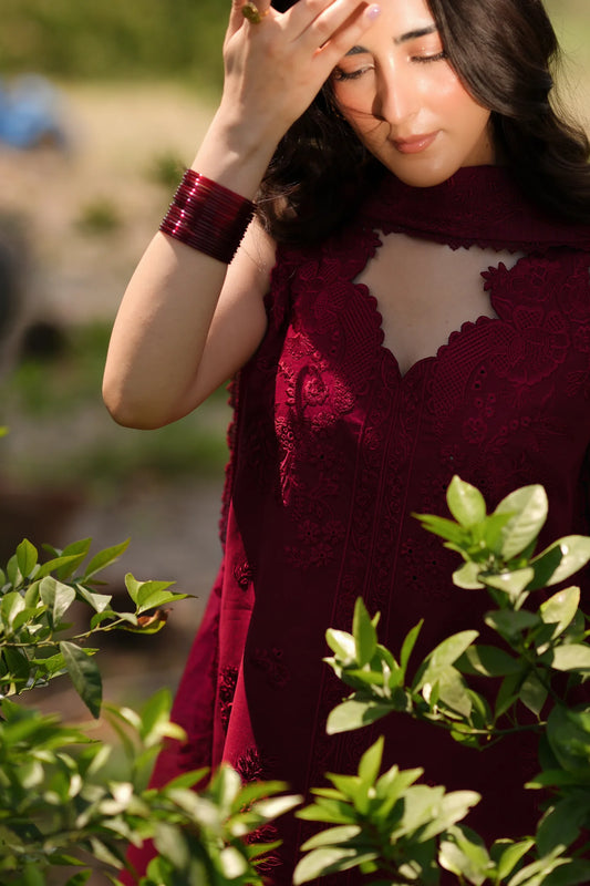 SCARLET LUXURY EMBROIDERED LAWN SET (NEL-26616) | EID UL ADHA '26 | SUMMER LAWN VOL 2 | ZAIB