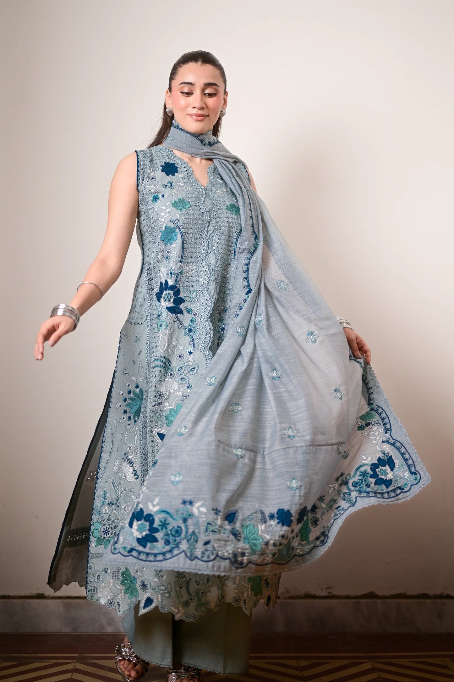 REEM LUXURY EMBROIDERED LAWN SET (NEL-26615) | EID UL ADHA '26 | SUMMER LAWN VOL 2 | ZAIB