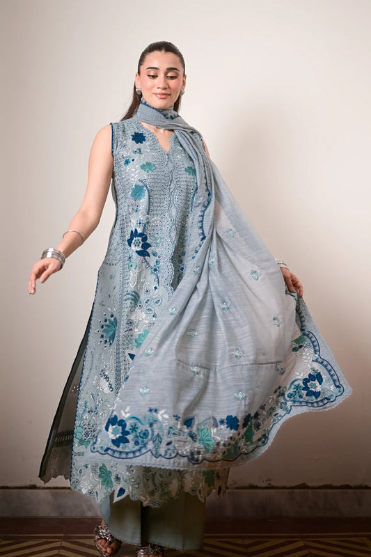REEM LUXURY EMBROIDERED LAWN SET (NEL-26615) | EID UL ADHA '26 | SUMMER LAWN VOL 2 | ZAIB