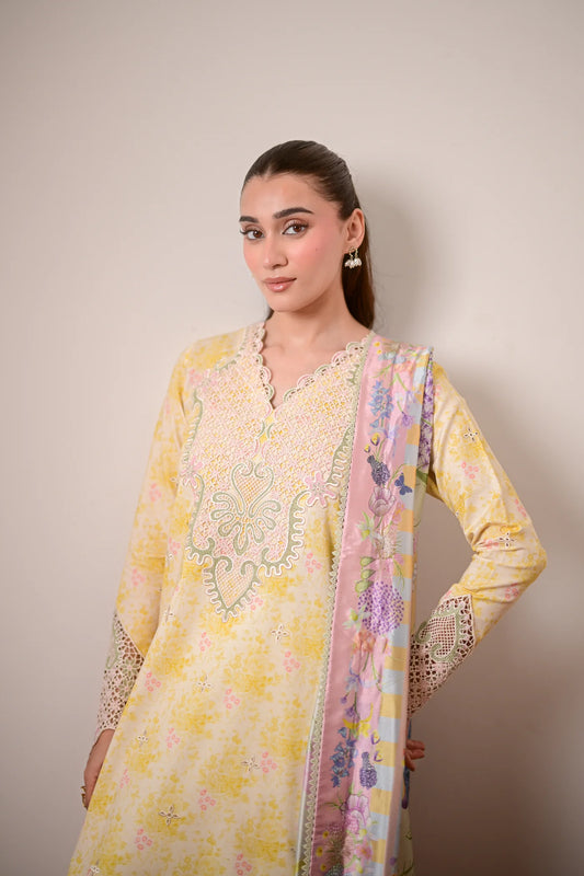 BUTTERCUP GARDEN LUXURY PRINTED EMBROIDERED LAWN SET (NEL-26620) | EID UL ADHA '26 | SUMMER LAWN VOL 2 | ZAIB