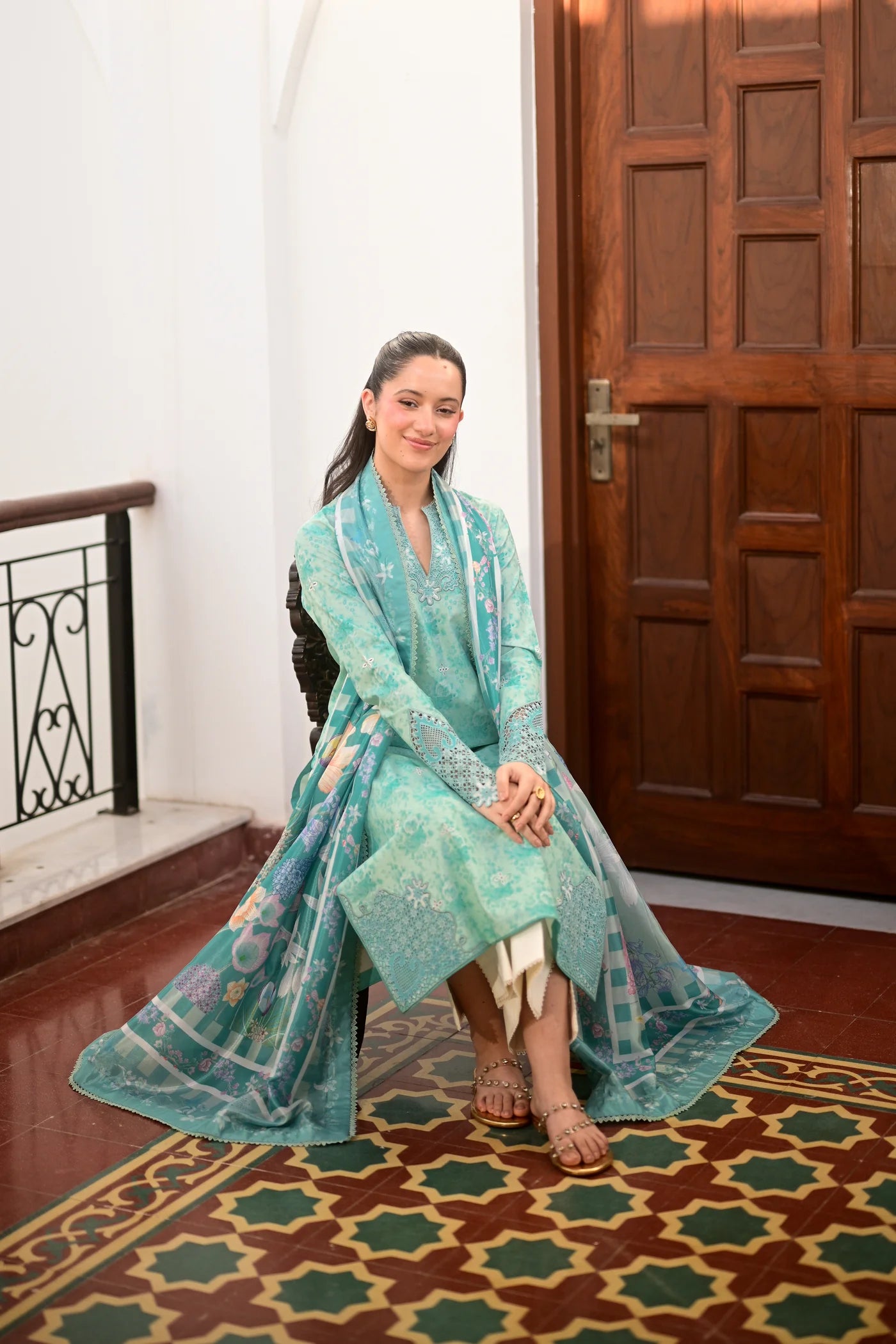 AQUA GARDEN LUXURY PRINTED EMBROIDERED LAWN SET (NEL-26621) | EID UL ADHA '26 | SUMMER LAWN VOL 2 | ZAIB