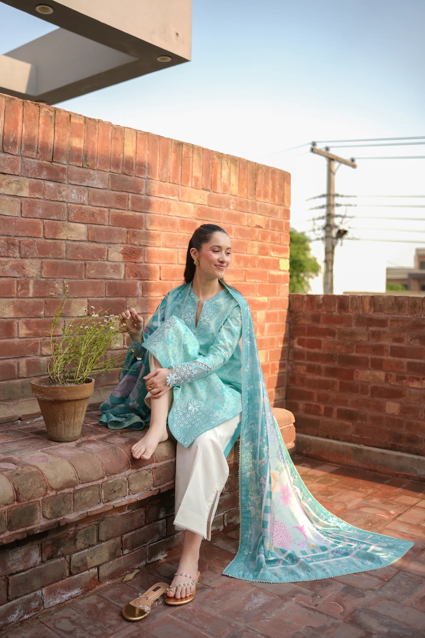 AQUA GARDEN LUXURY PRINTED EMBROIDERED LAWN SET (NEL-26621) | EID UL ADHA '26 | SUMMER LAWN VOL 2 | ZAIB