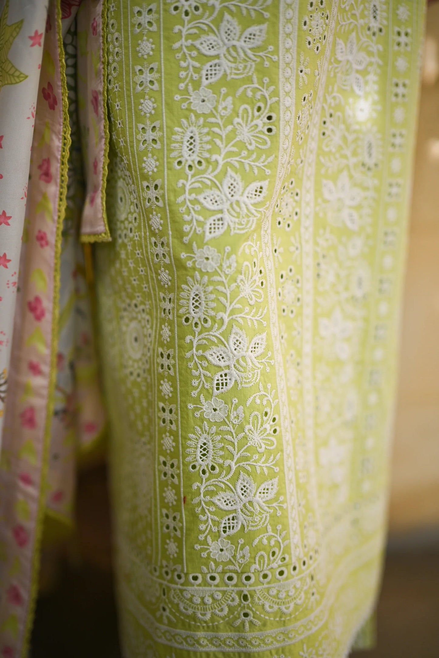 CARNIVAL (2) - PASTEL MINT GREEN LUXURY PRINTED EMBROIDERED LAWN SET (NEL-25615) | ZAIB