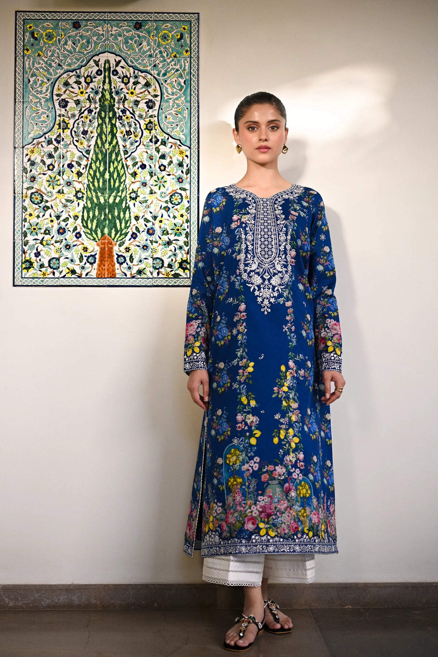MIDNIGHT IN MAY LUXURY PRINTED EMBROIDERED LAWN SET (NEL-25617) | ZAIB