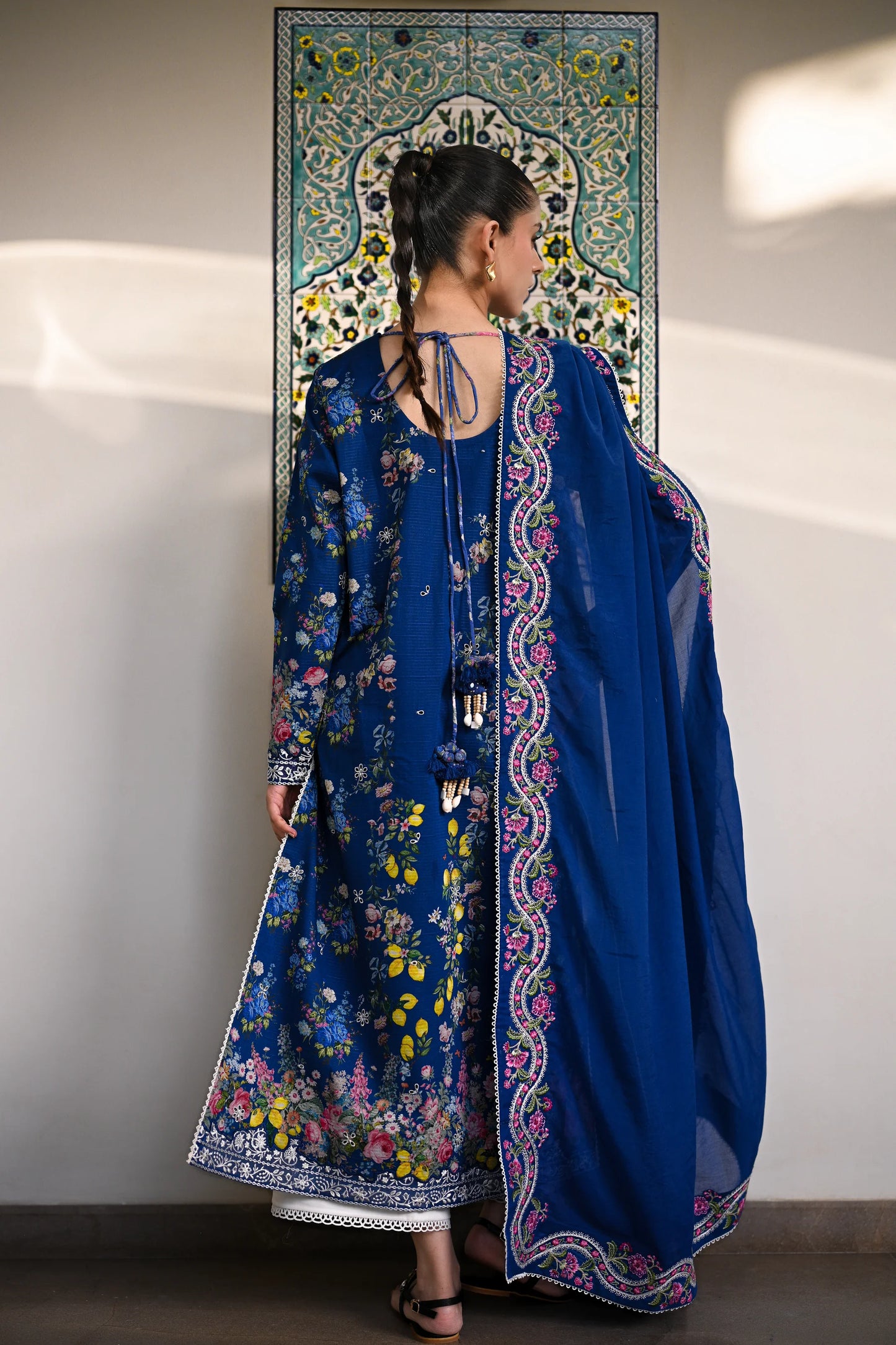 MIDNIGHT IN MAY LUXURY PRINTED EMBROIDERED LAWN SET (NEL-25617) | ZAIB