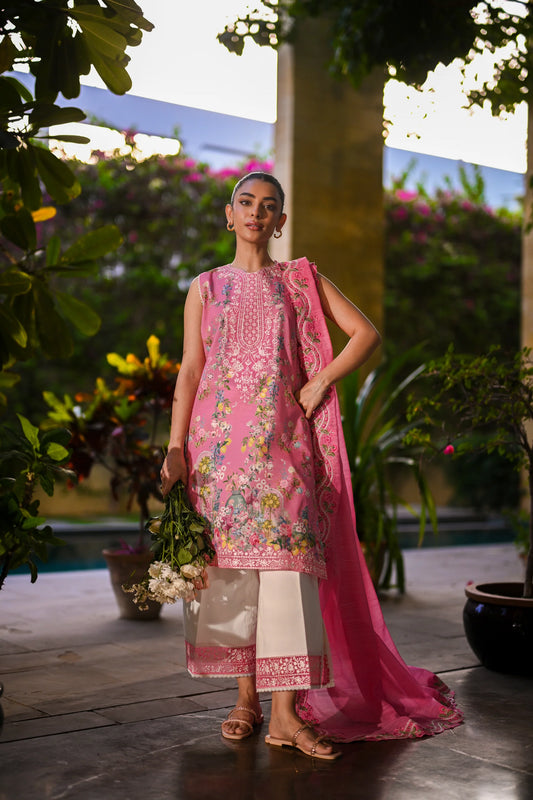 BLOOM IN MAY LUXURY PRINTED EMBROIDERED LAWN SET (NEL-25616) | ZAIB