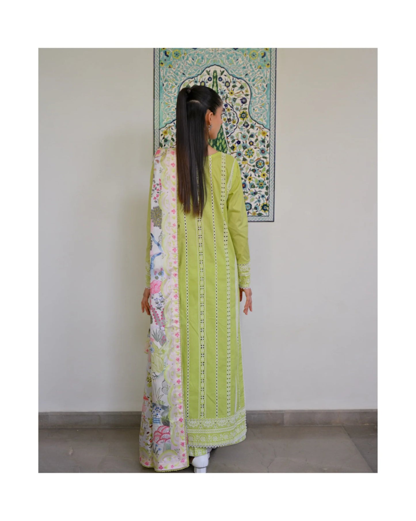 CARNIVAL (2) - PASTEL MINT GREEN LUXURY PRINTED EMBROIDERED LAWN SET (NEL-25615) | ZAIB
