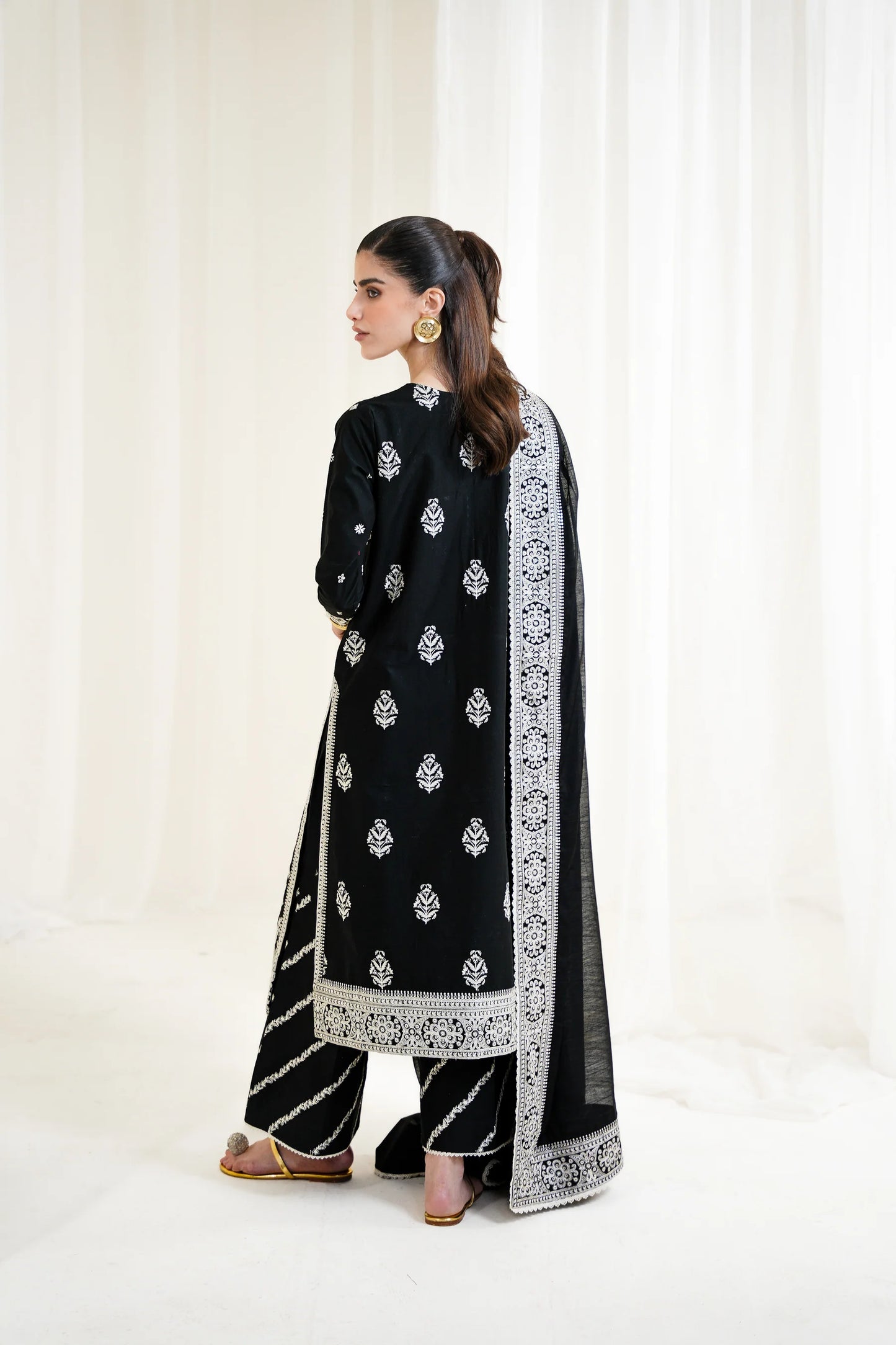 BLACK LUXURY EMBROIDERED 3PCS SET NPA3-25428 (EID 2025 READY TO WEAR) | ZAIB