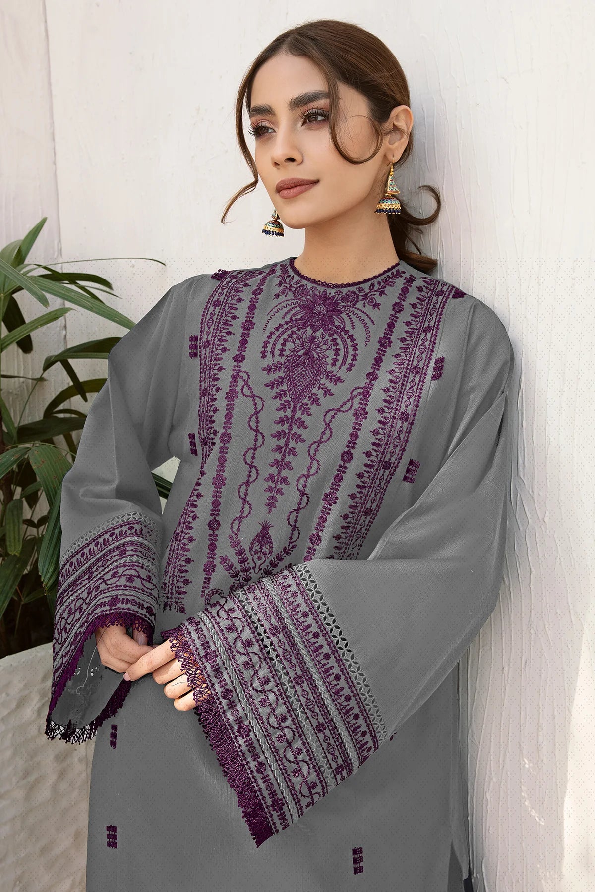 JZ-UW-D0245-0 | EMBROIDERED JACQUARD KHADDA | Jazmin