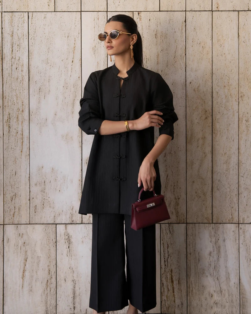 Black Mandarin Button Set | New Arrivals | LIRA