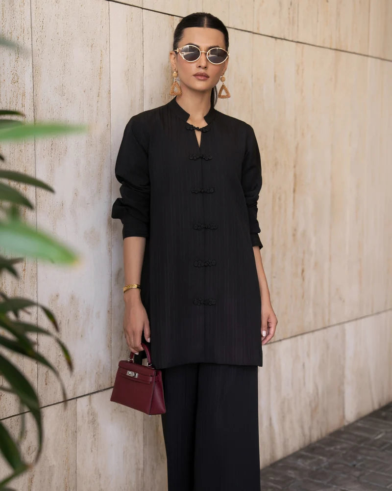 Black Mandarin Button Set | New Arrivals | LIRA