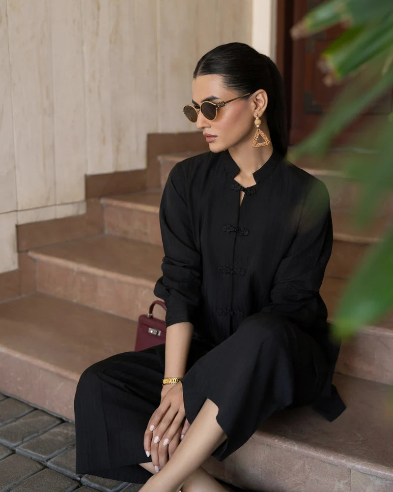 Black Mandarin Button Set | New Arrivals | LIRA