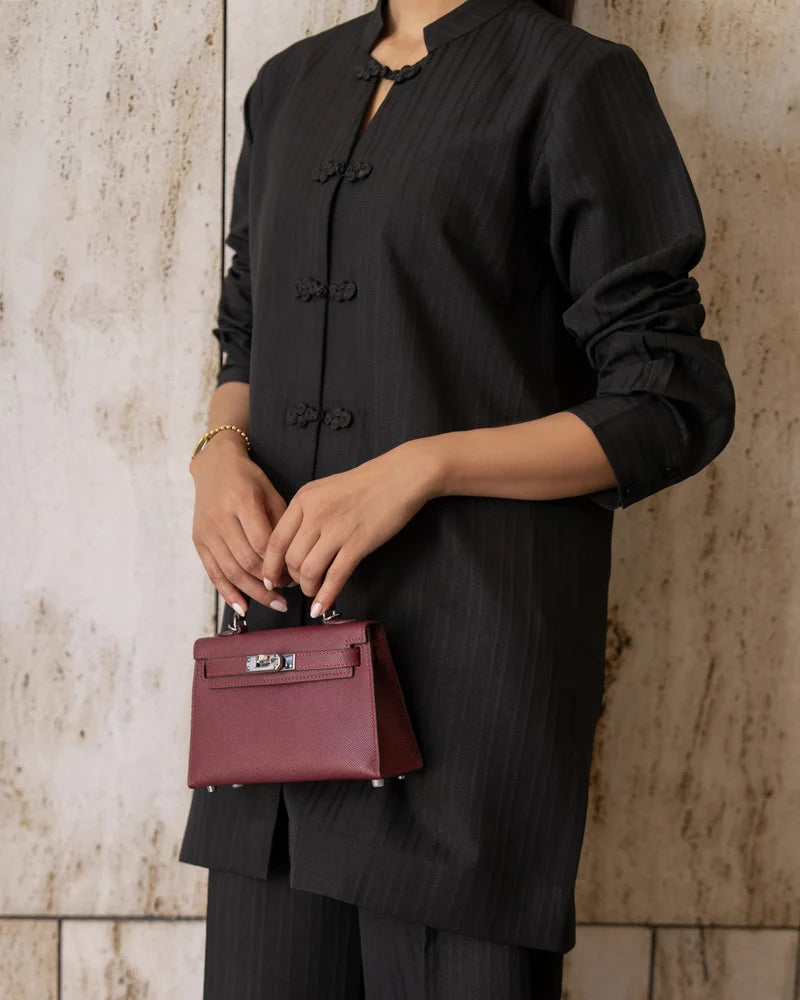 Black Mandarin Button Set | New Arrivals | LIRA