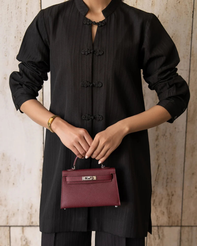 Black Mandarin Button Set | New Arrivals | LIRA