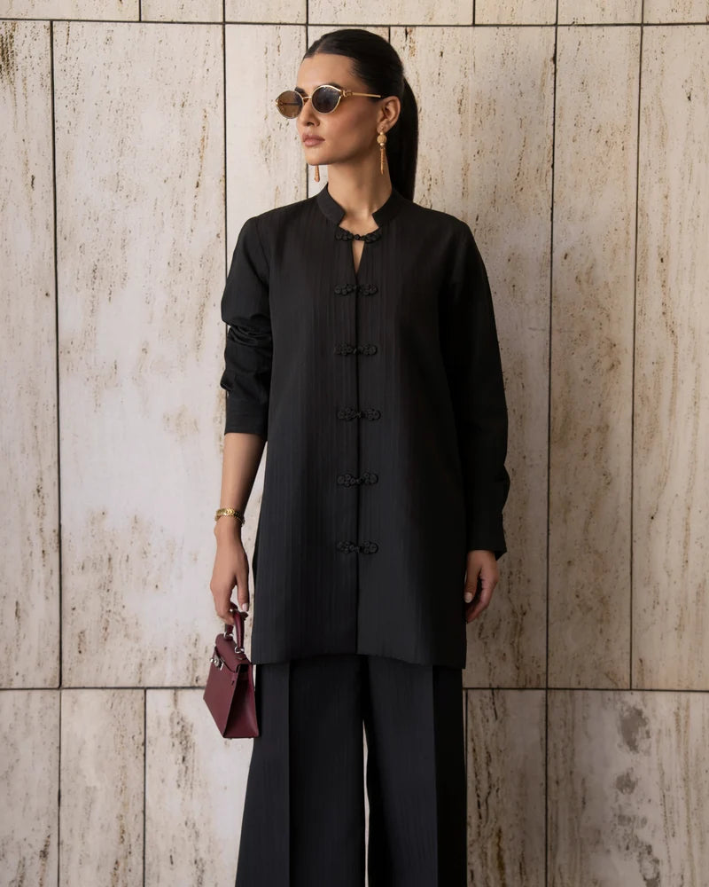 Black Mandarin Button Set | New Arrivals | LIRA