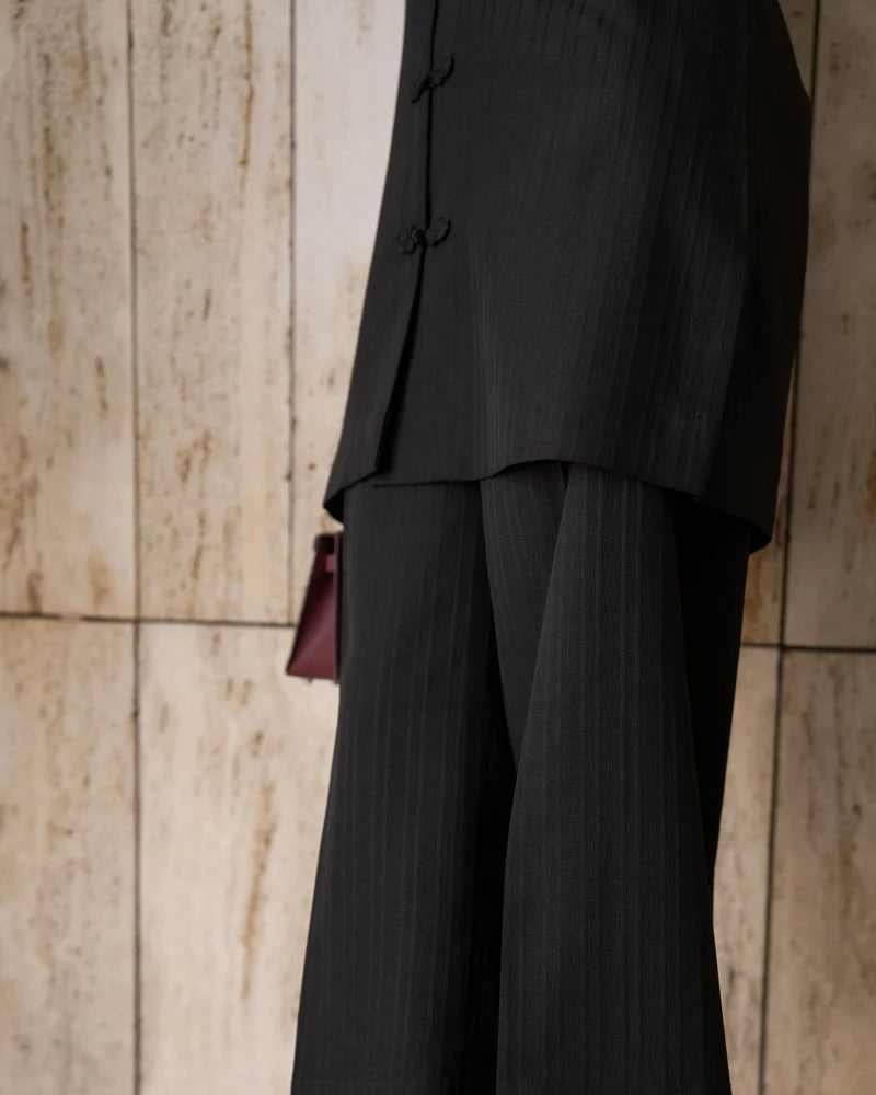 Black Mandarin Button Set | New Arrivals | LIRA
