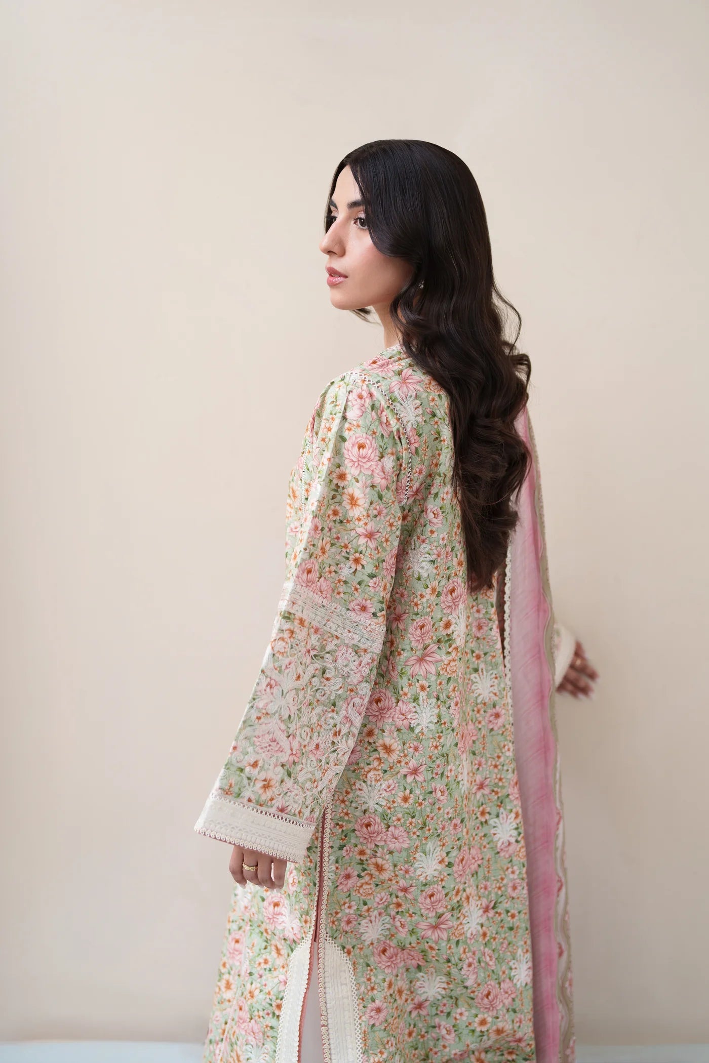 SOFT PISTACHIO LUXURY EMBROIDERED PRINTED PREMIUM COTTON 3PCS SET (NEL-26630) | DEAR MONSOON | ZAIB